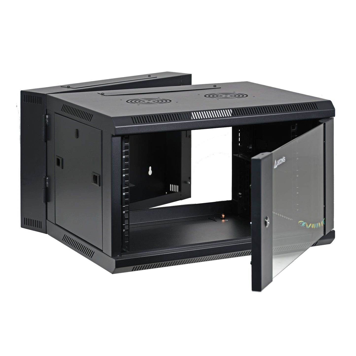 Aeons SB Series 6U Wall-Mount Network Cabinet, Hinged Swing-Out, Switch-Depth, Glass Door