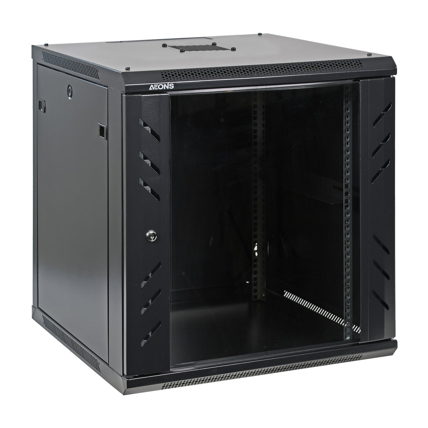 Aeons Pro Series 12U Wall-Mount Rack Cabinet, Mid-Depth, Glass Door