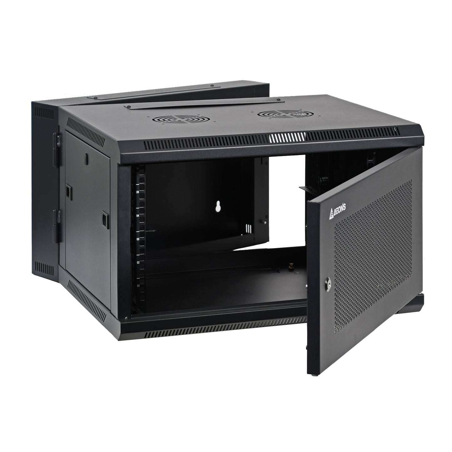 Aeons SB Series 6U Wall-Mount Network Cabinet, Hinged Swing-Out, Mid-Depth, Vented Door