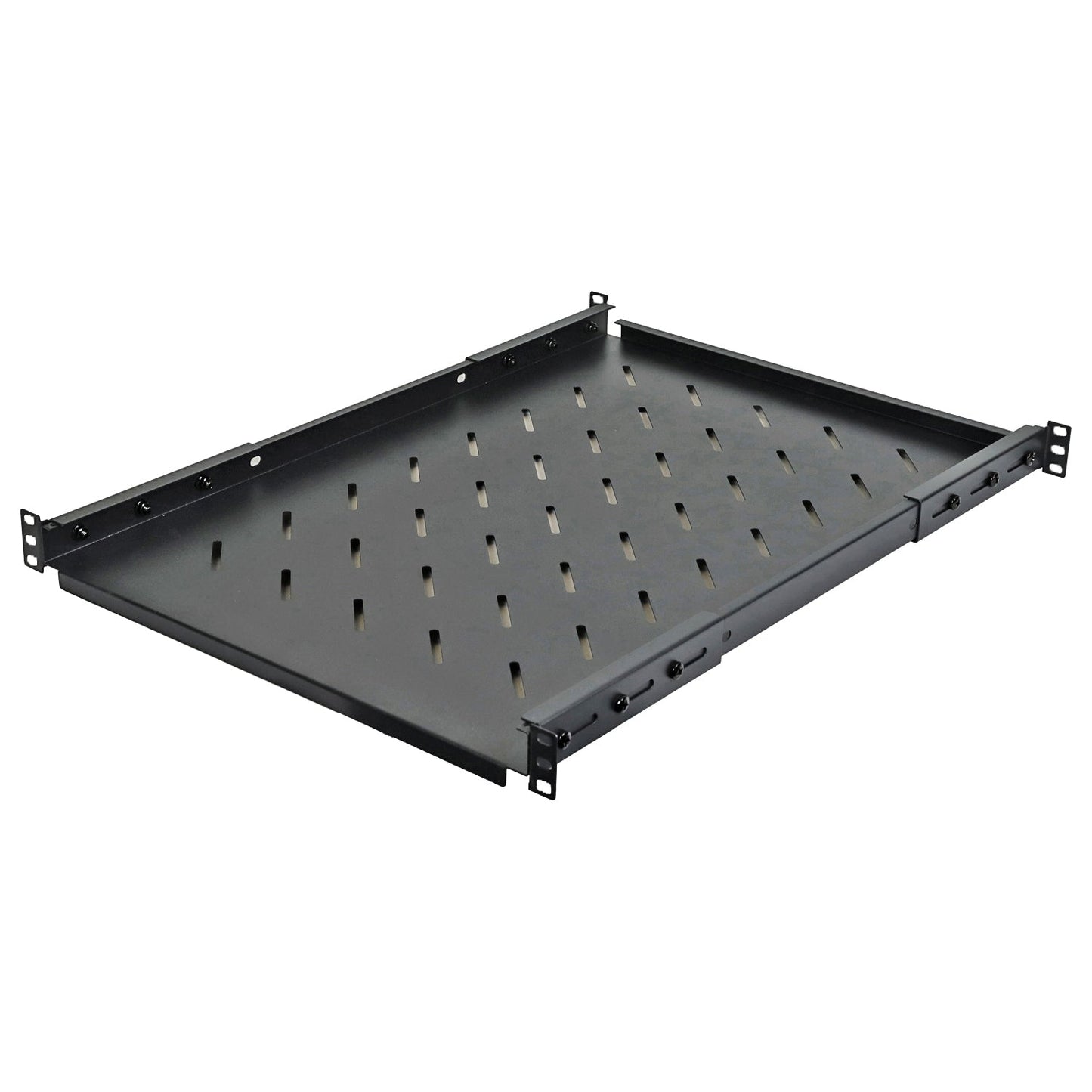 Aeons Universal 1U Rack Mount Vented 4-Post Fixed Shelf, Adjustable Mounting, 26-inch Depth