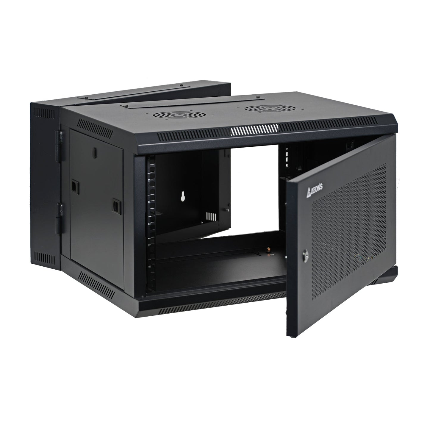 Aeons SB Series 6U Wall-Mount Network Cabinet, Hinged Swing-Out, Switch-Depth, Vented Door