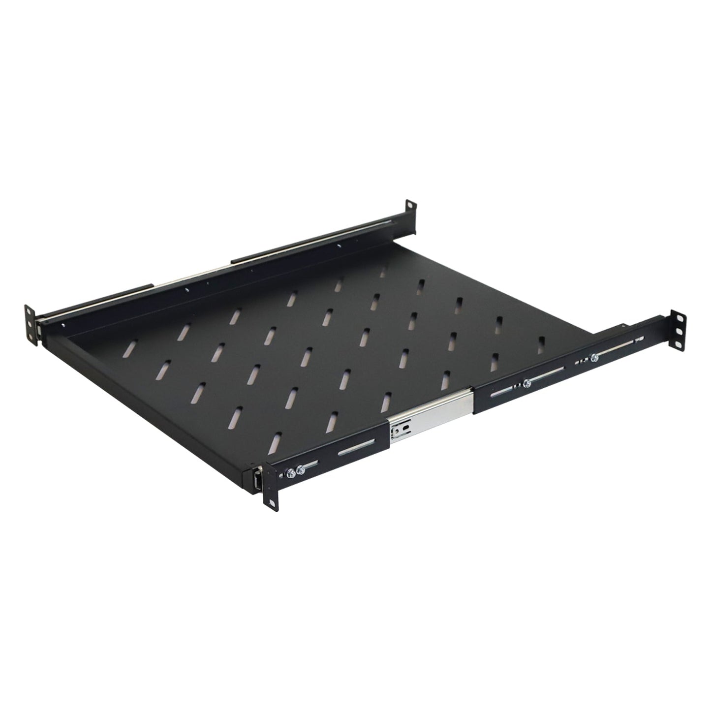 Aeons Universal 1U Rack Mount Vented 4-Post Sliding Shelf, Adjustable Mounting, 20-inch Depth