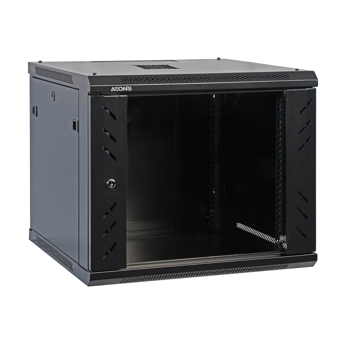 Aeons Pro Series 9U Wall-Mount Rack Cabinet, Mid-Depth, Glass Door