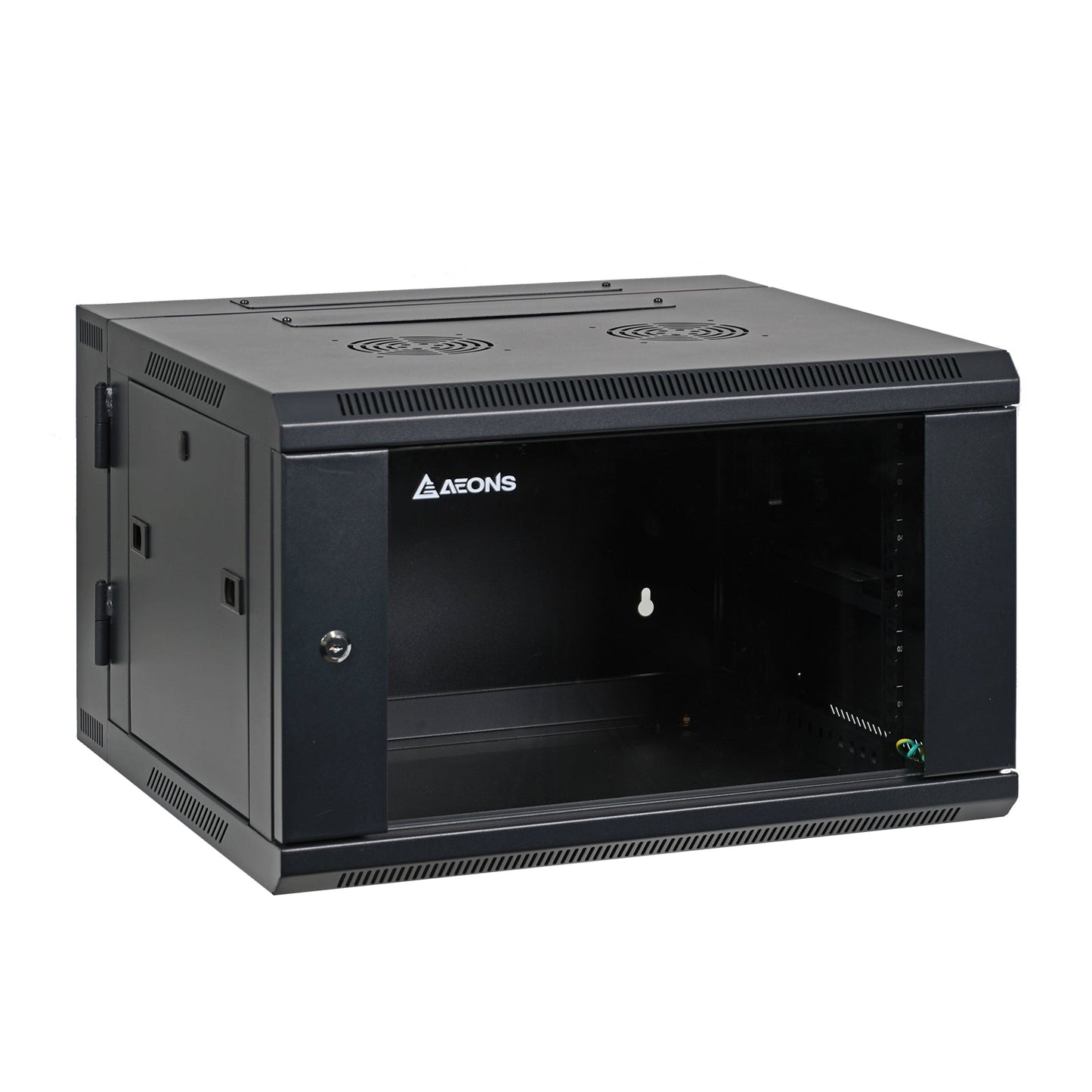 Aeons SB Series 6U Wall-Mount Network Cabinet, Hinged Swing-Out, Switch-Depth, Glass Door