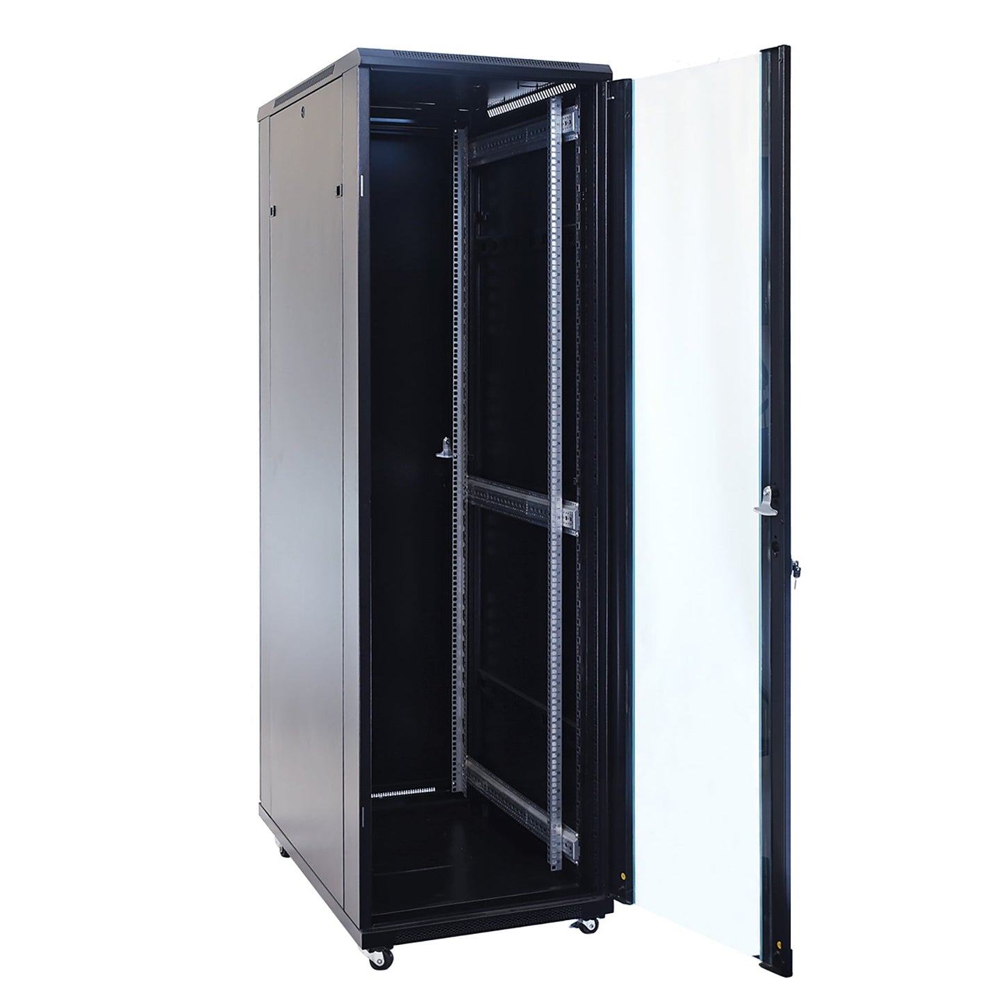 Aeons G-Series 42U Professional Server Rack Enclosure Cabinet Kit, Mid-Depth, Secure Glass Door, Cable Management