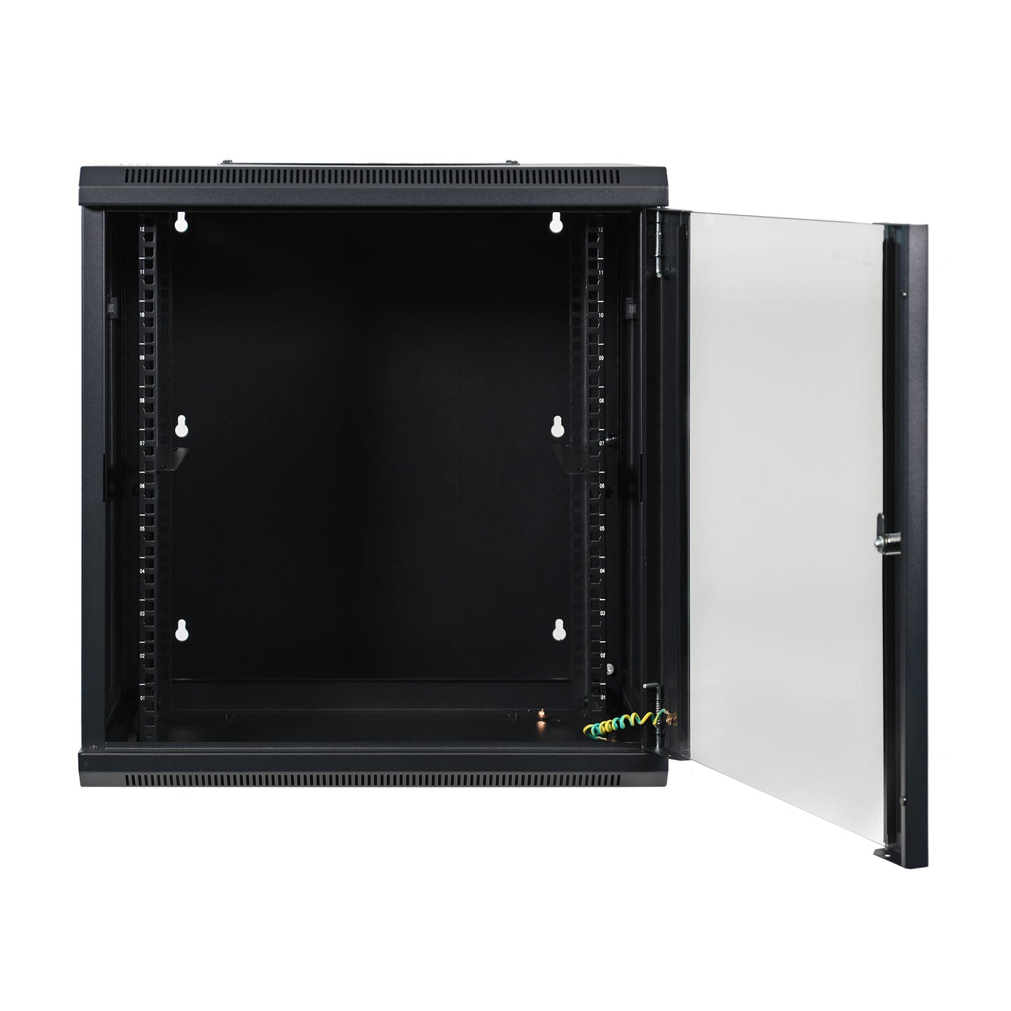 Aeons SB Series 12U Wall-Mount Network Cabinet, Hinged Swing-Out, Switch-Depth, Glass Door