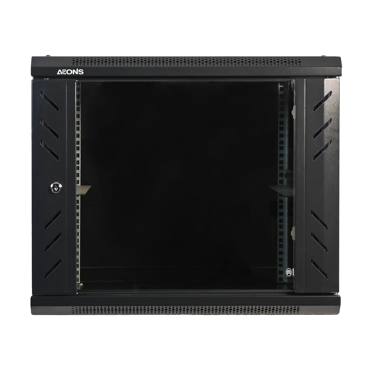 Aeons Pro Series 9U Wall-Mount Rack Cabinet, Switch-Depth, Glass Door