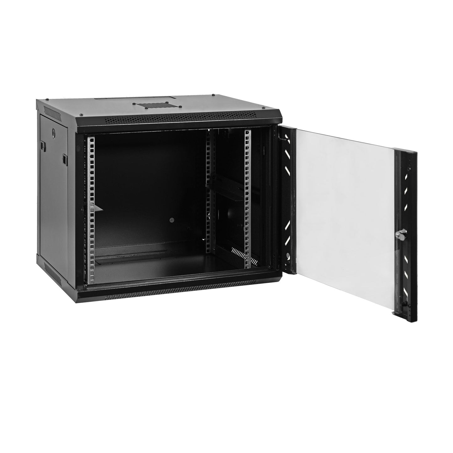 Aeons Pro Series 9U Wall-Mount Rack Cabinet, Switch-Depth, Glass Door