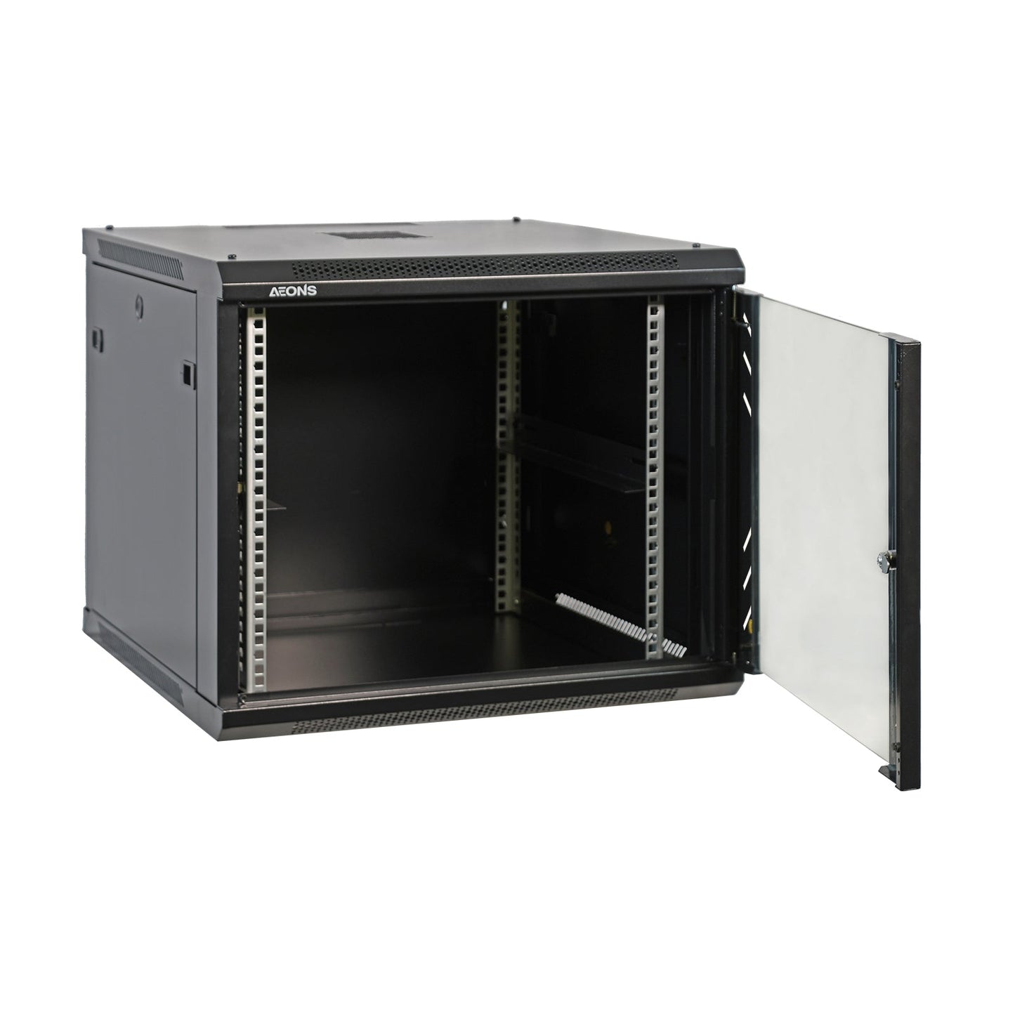 Aeons Pro Series 9U Wall-Mount Rack Cabinet, Mid-Depth, Glass Door
