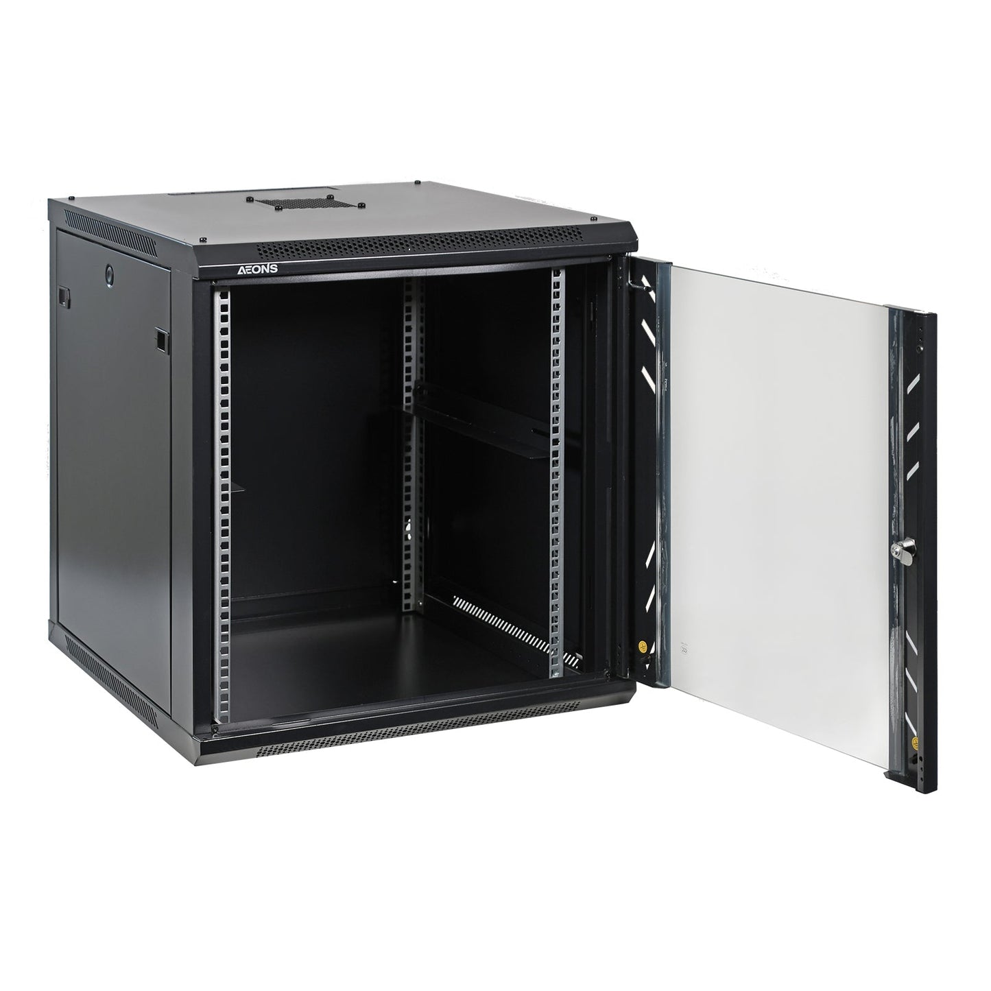 Aeons Pro Series 12U Wall-Mount Rack Cabinet, Mid-Depth, Glass Door