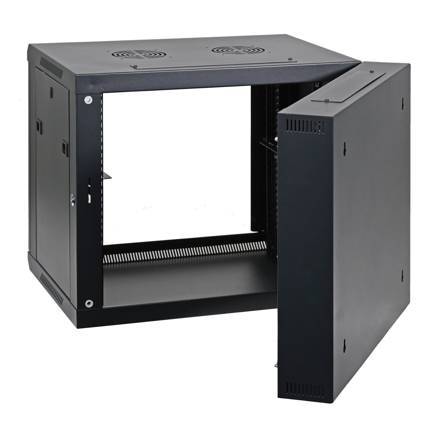 Aeons SB Series 9U Wall-Mount Network Cabinet, Hinged Swing-Out, Switch-Depth, Glass Door