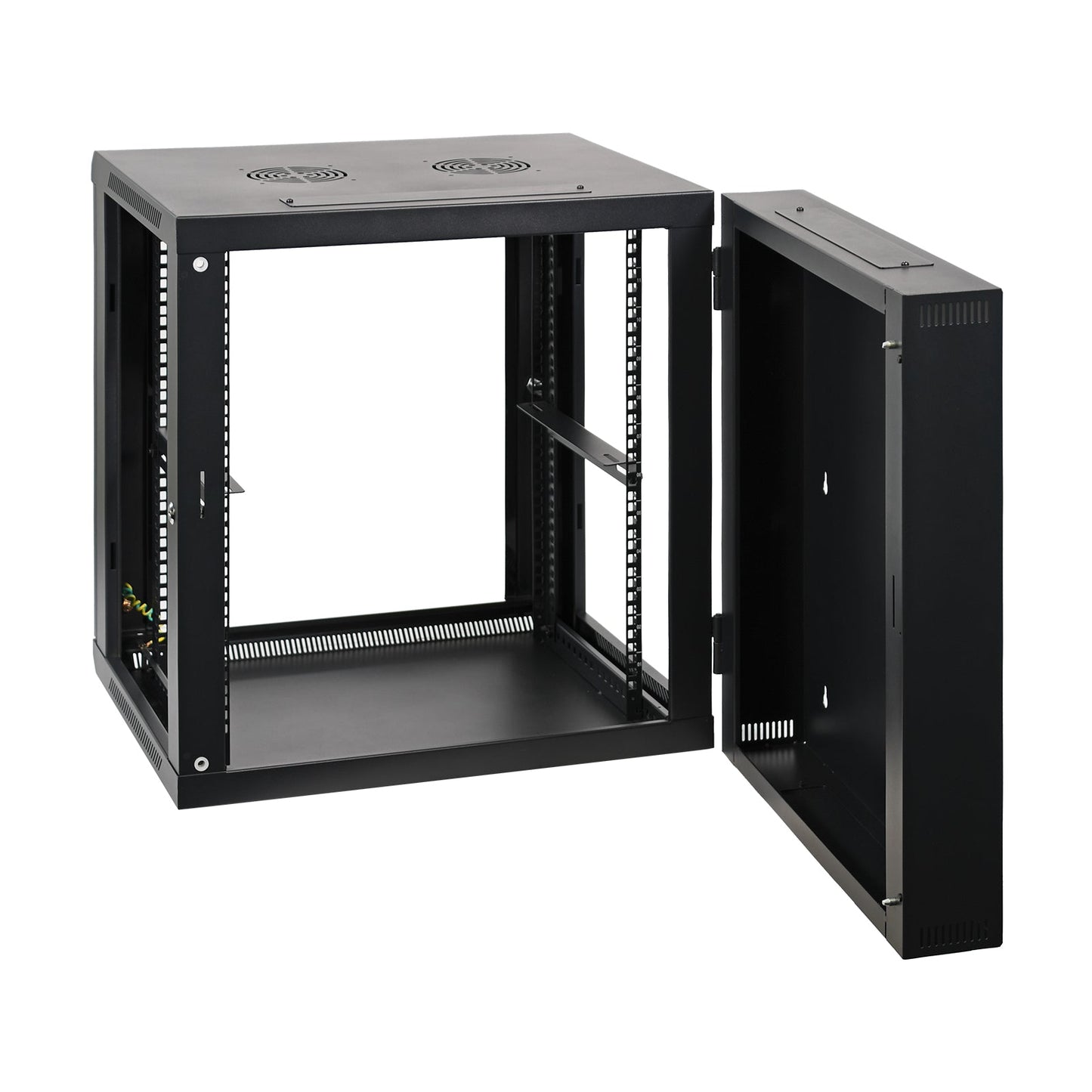 Aeons SB Series 12U Wall-Mount Network Cabinet, Hinged Swing-Out, Mid-Depth, Glass Door