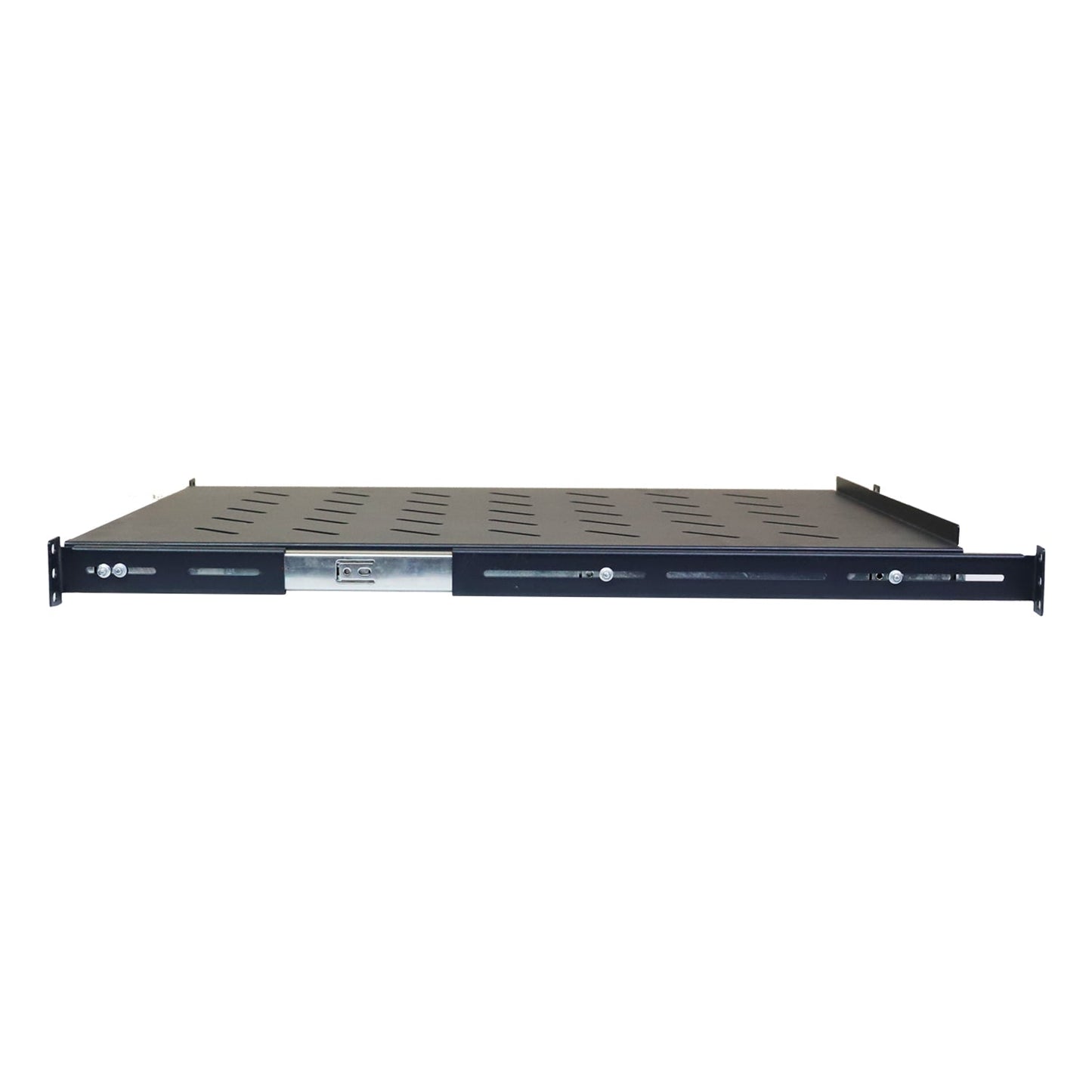 Aeons Universal 1U Rack Mount Vented 4-Post Sliding Shelf, Adjustable Mounting, 24-inch Depth