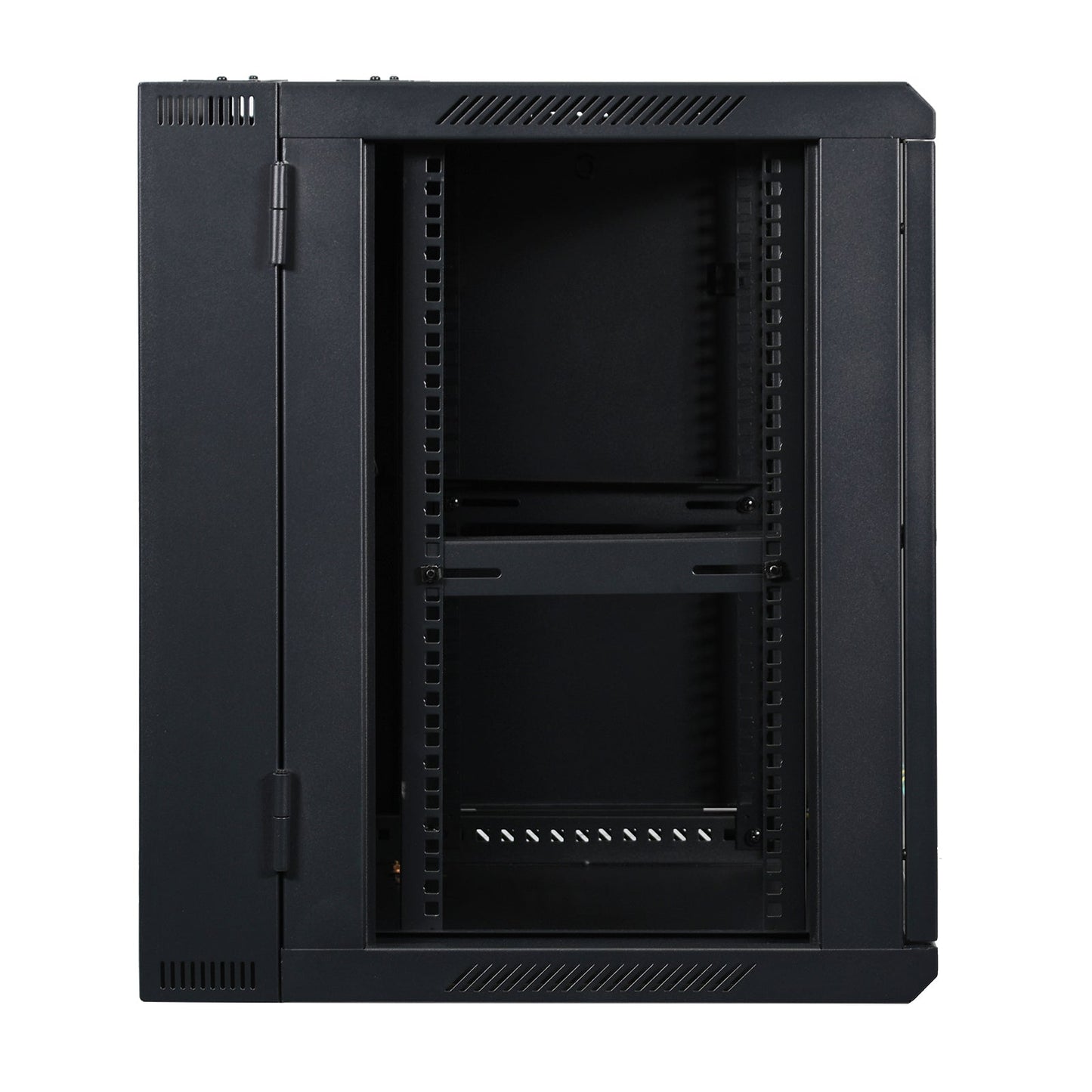 Aeons SB Series 12U Wall-Mount Network Cabinet, Hinged Swing-Out, Switch-Depth, Glass Door
