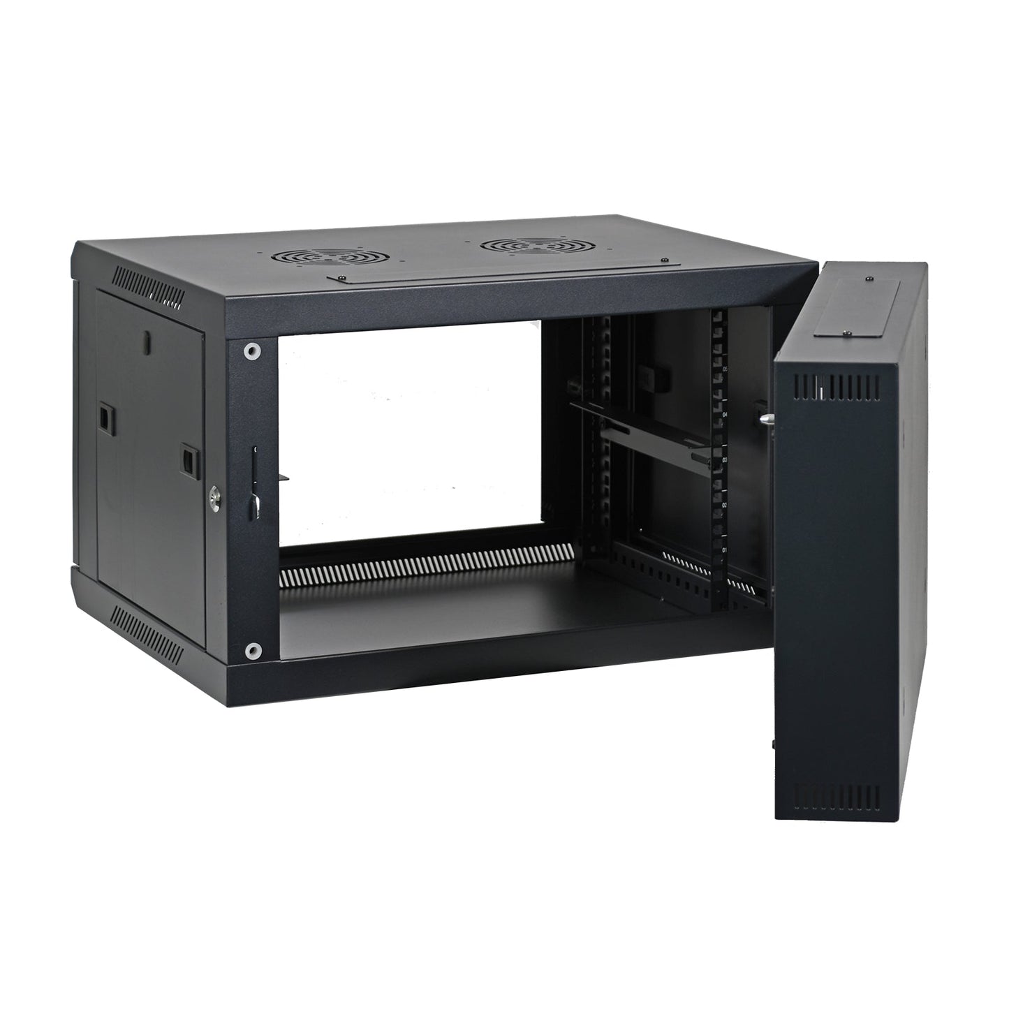 Aeons SB Series 6U Wall-Mount Network Cabinet, Hinged Swing-Out, Switch-Depth, Vented Door