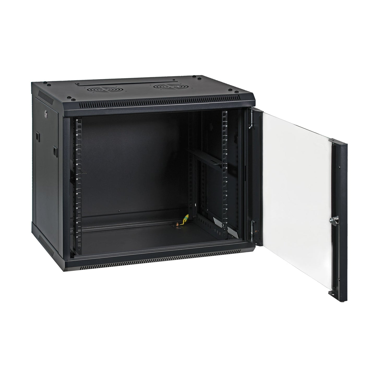 Aeons SP Series 9U Wall-Mount Rack Cabinet, Switch-Depth, Glass Door
