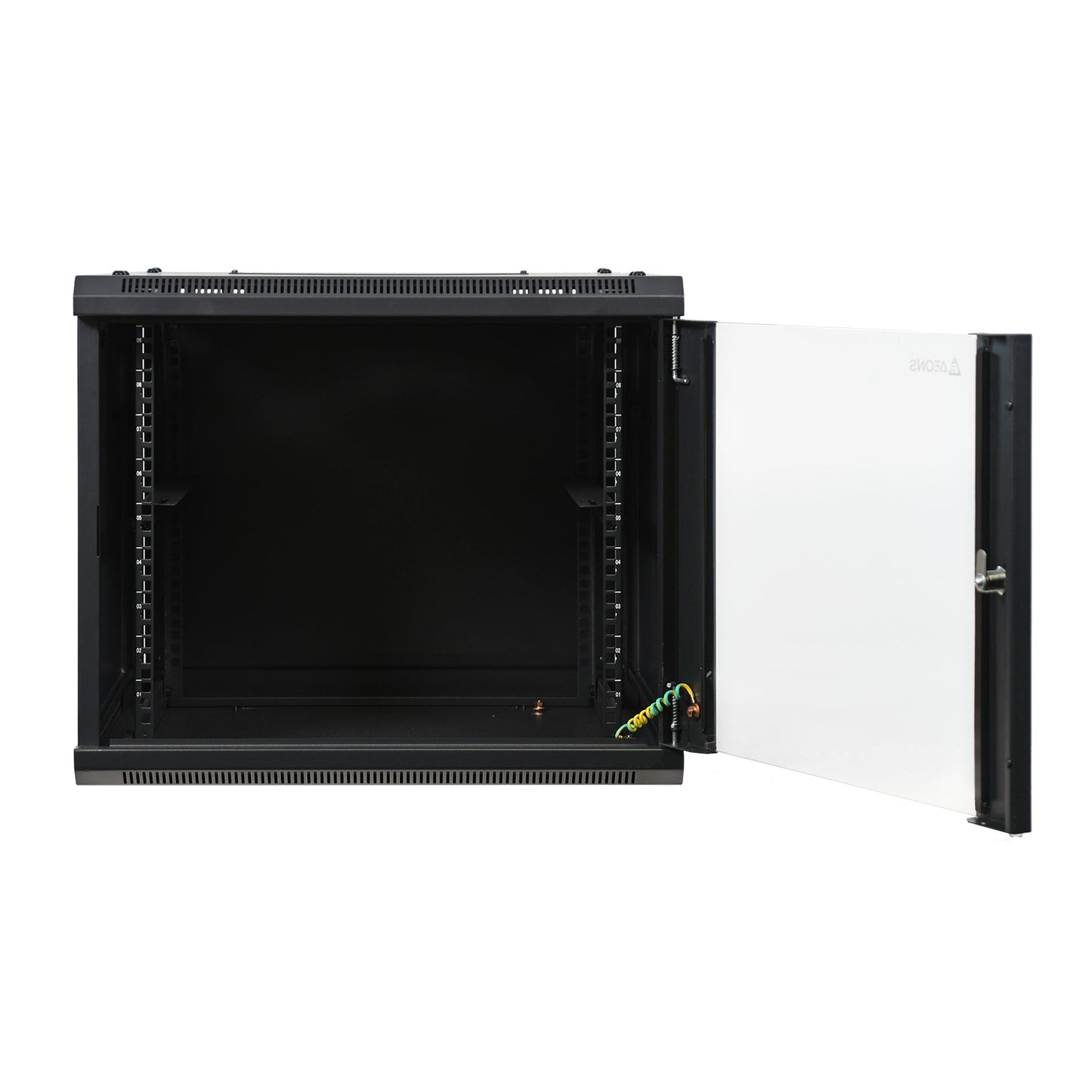Aeons SP Series 9U Wall-Mount Rack Cabinet, Mid-Depth, Glass Door