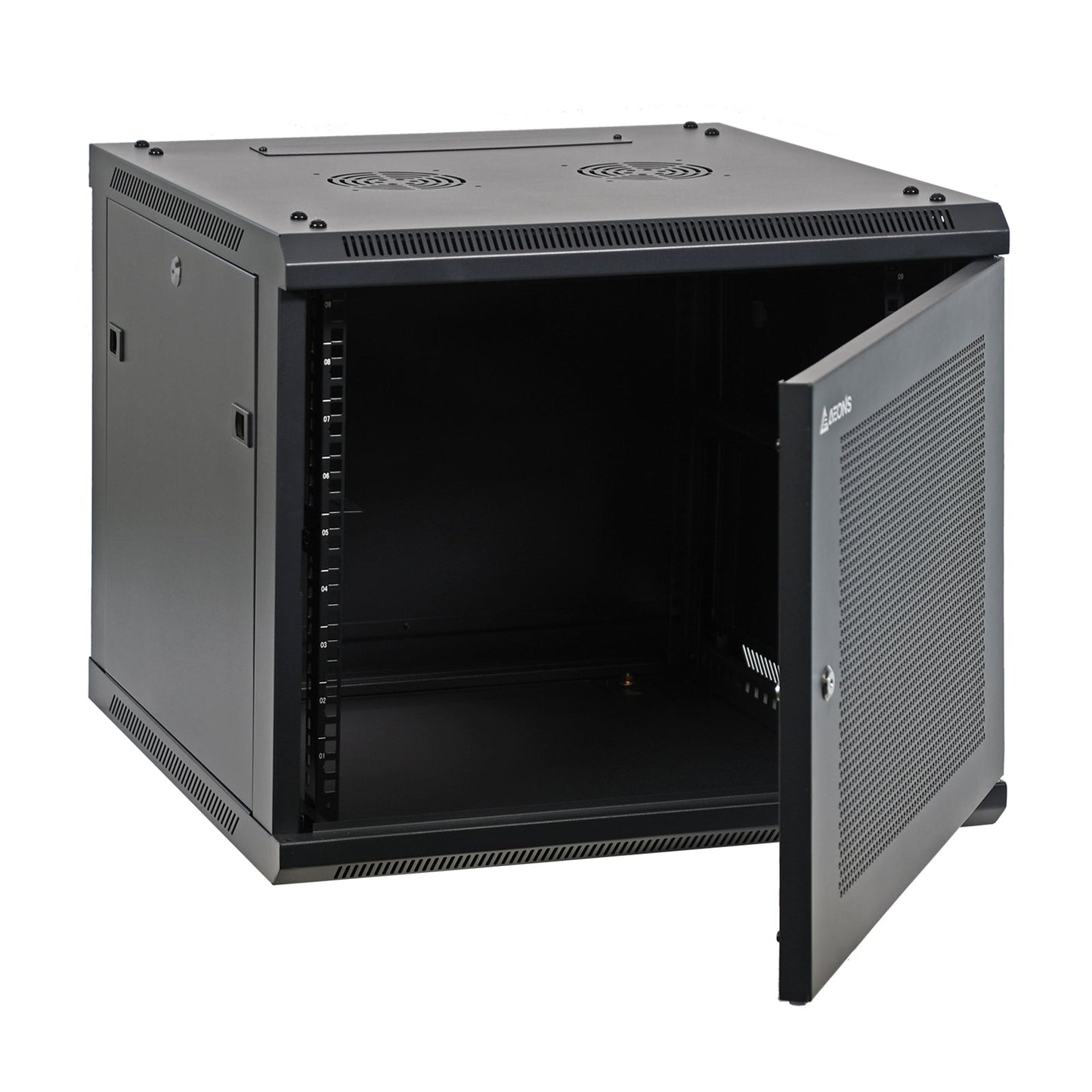 Aeons SP Series 9U Wall-Mount Rack Cabinet, Mid-Depth, Vented Door