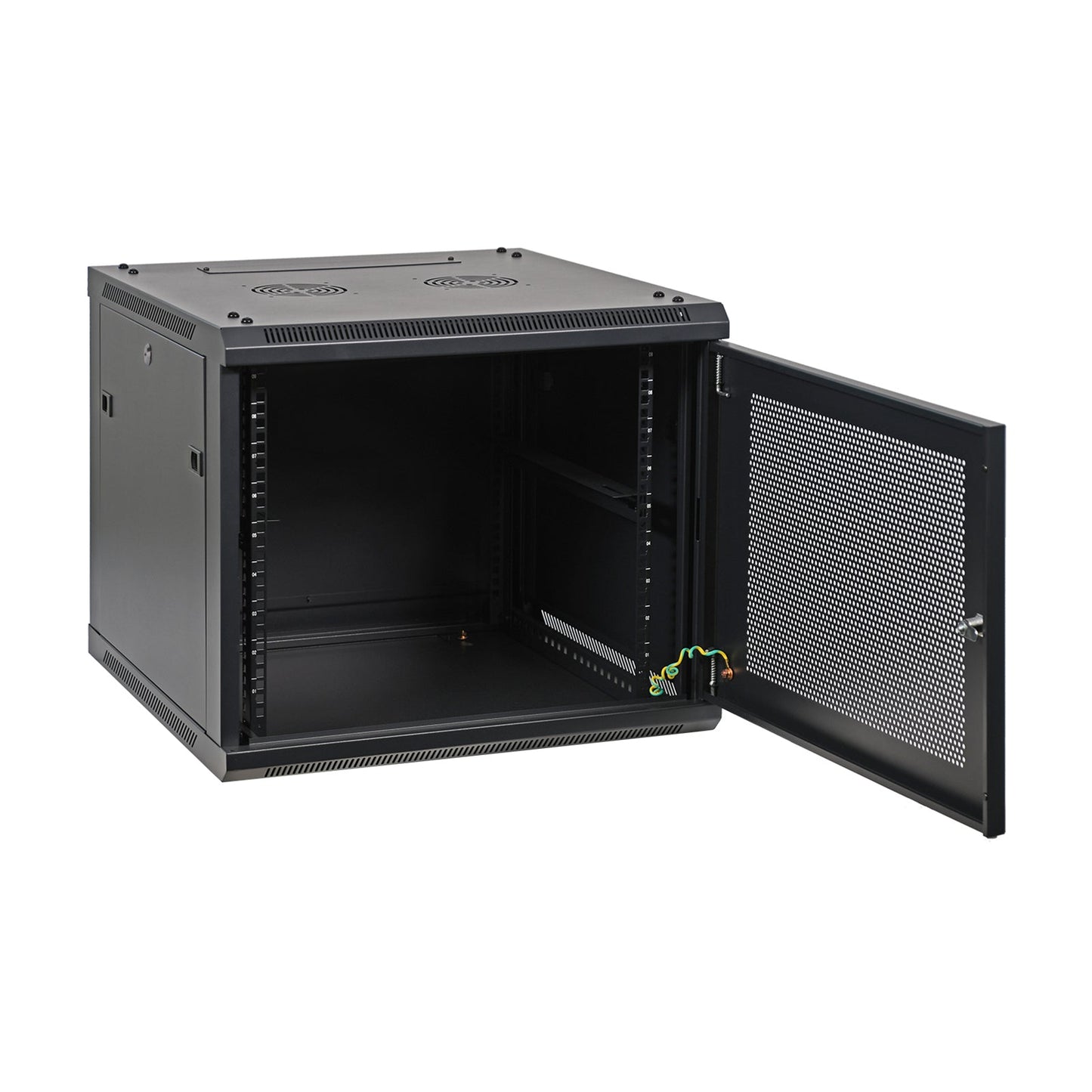 Aeons SP Series 9U Wall-Mount Rack Cabinet, Mid-Depth, Vented Door