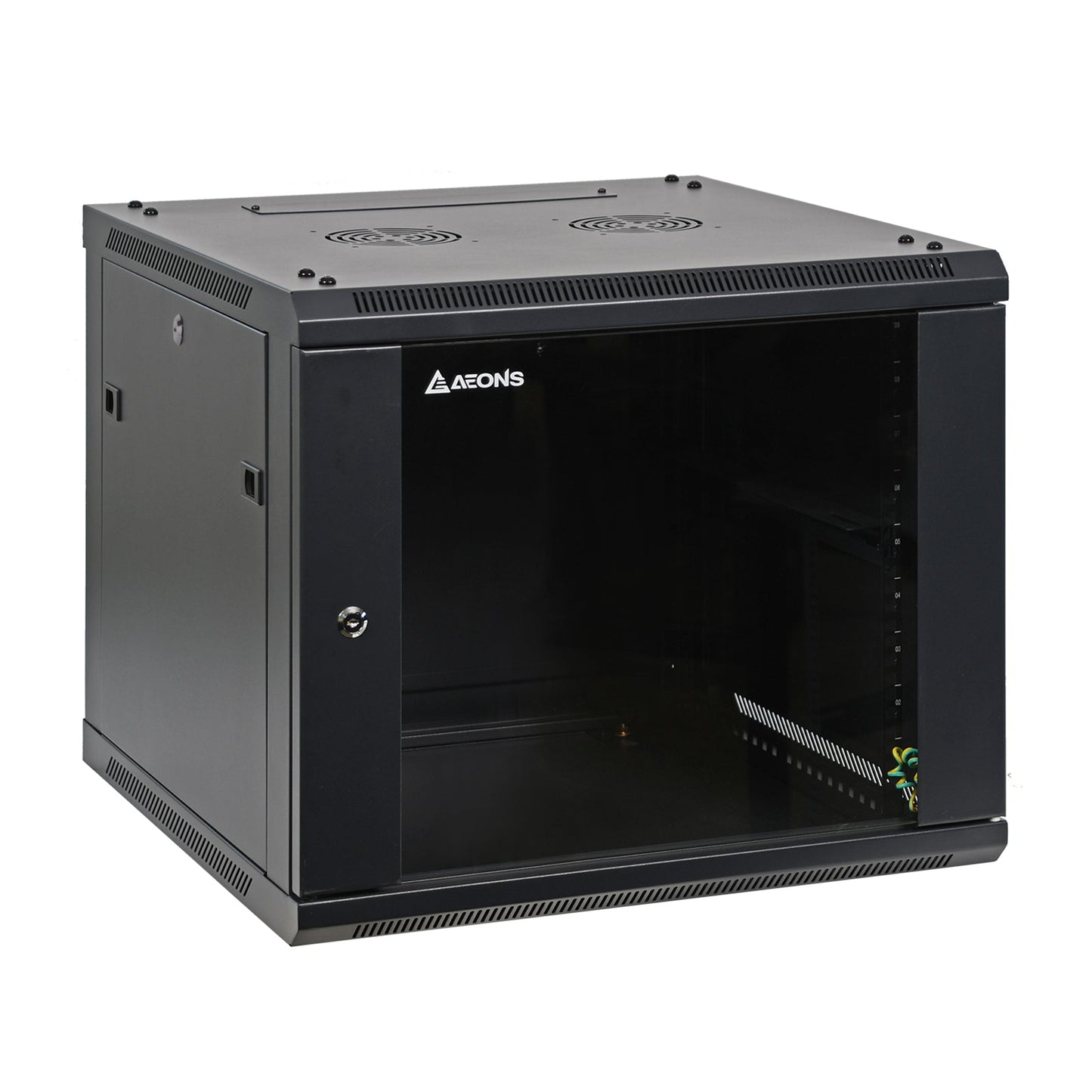 Aeons SP Series 9U Wall-Mount Rack Cabinet, Mid-Depth, Glass Door