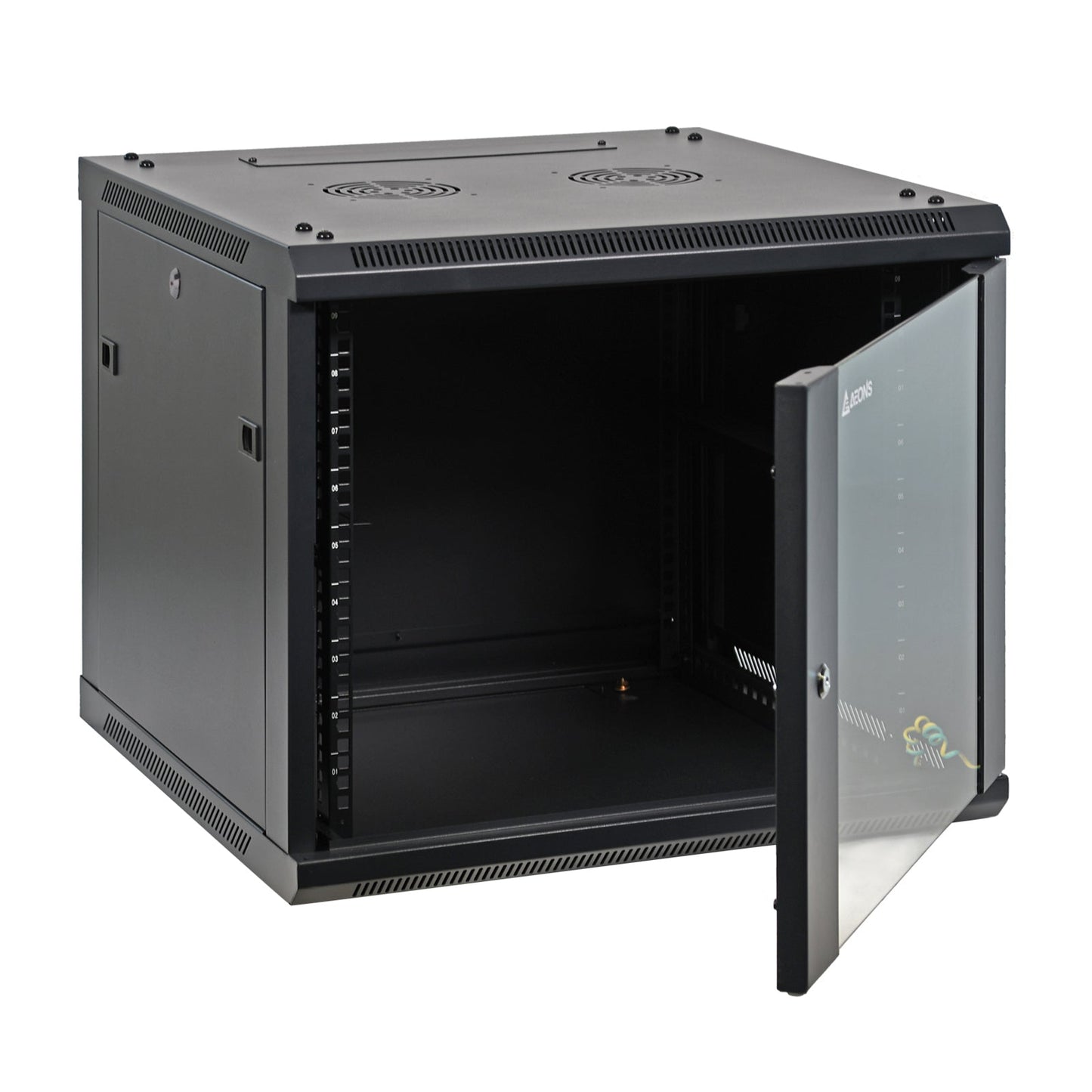 Aeons SP Series 9U Wall-Mount Rack Cabinet, Mid-Depth, Glass Door