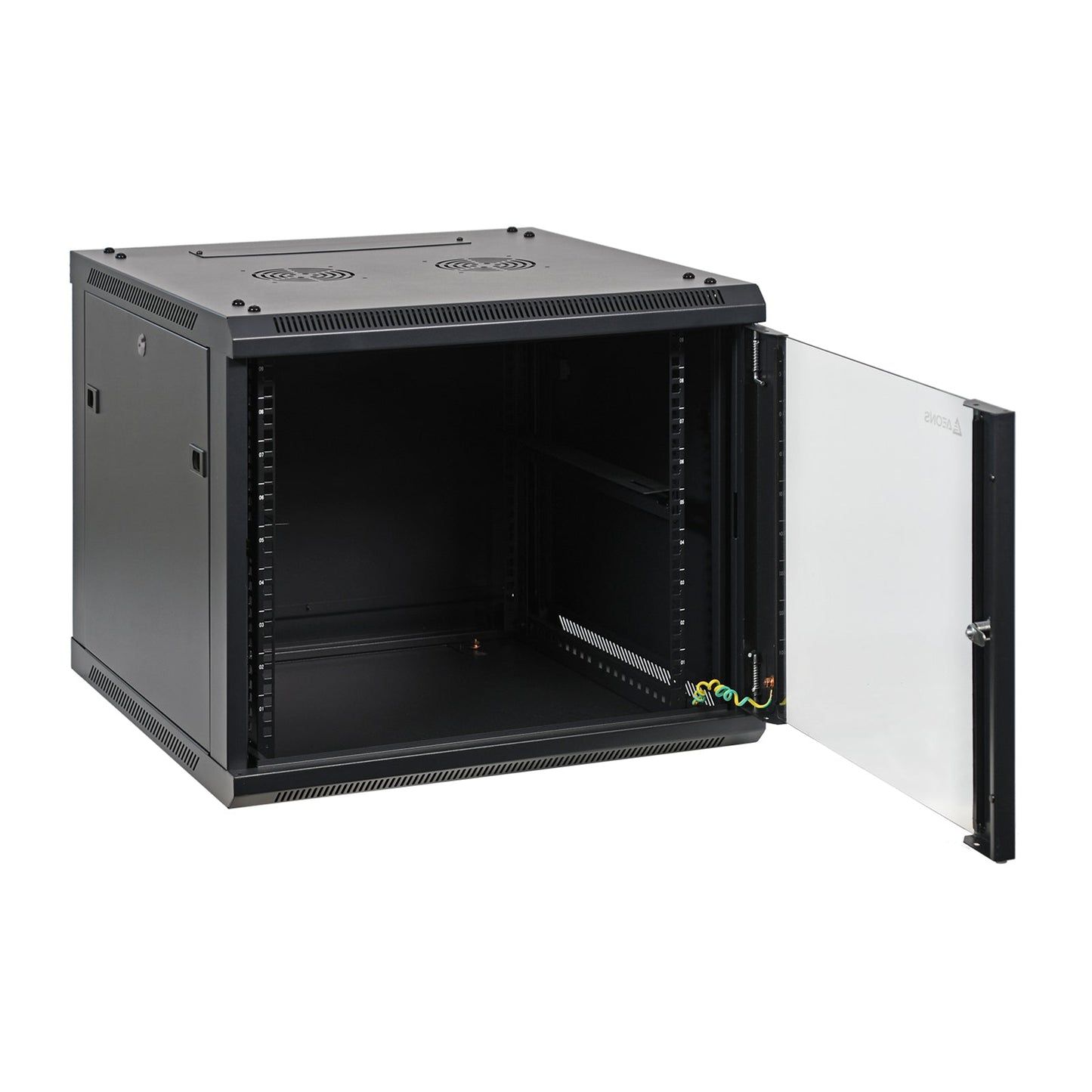 Aeons SP Series 9U Wall-Mount Rack Cabinet, Mid-Depth, Glass Door