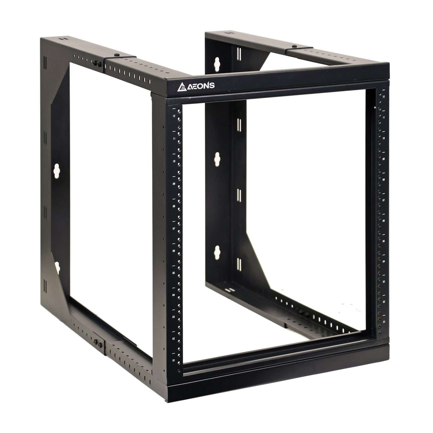 Aeons SBC Series 12U Wall-Mount Open-Frame Rack, Adjustable-Depth, Swing Out Hinged Gate