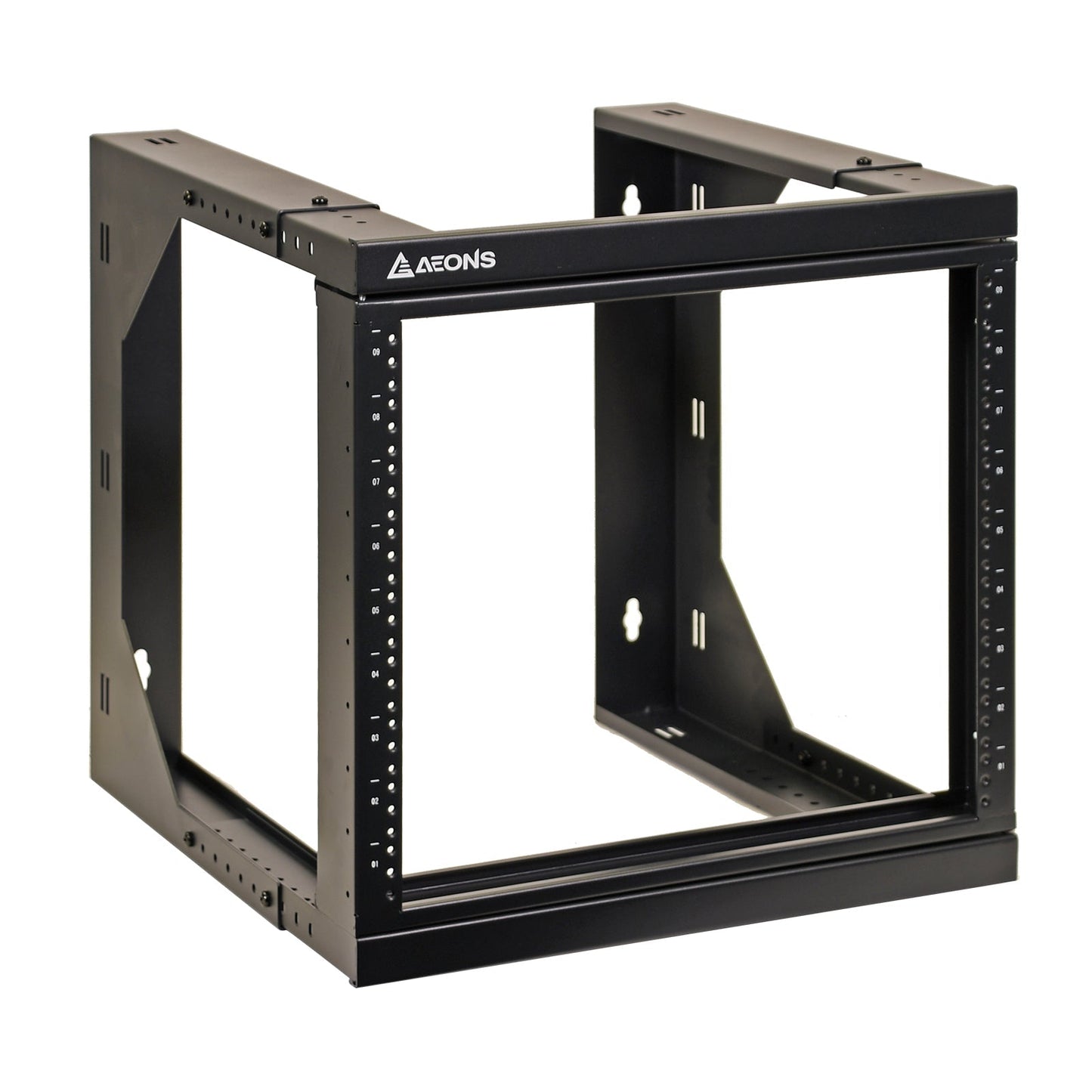 Aeons SBC Series 9U Wall-Mount Open-Frame Rack, Adjustable-Depth, Swing Out Hinged Gate