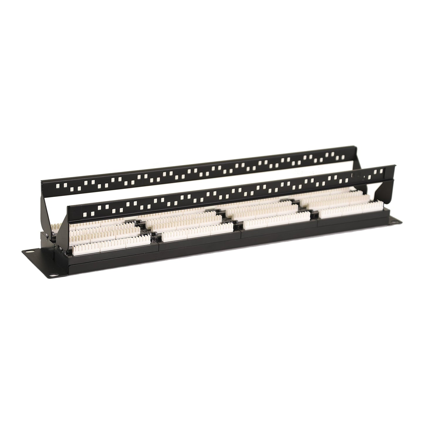 Aeons 48-Port CAT6 UTP Patch Panel, 2U 19-inch Rack Mount Keystone RJ45 Cat 5/5e/6 Gigabit/Fast Ethernet, Cable Management Bar, Black