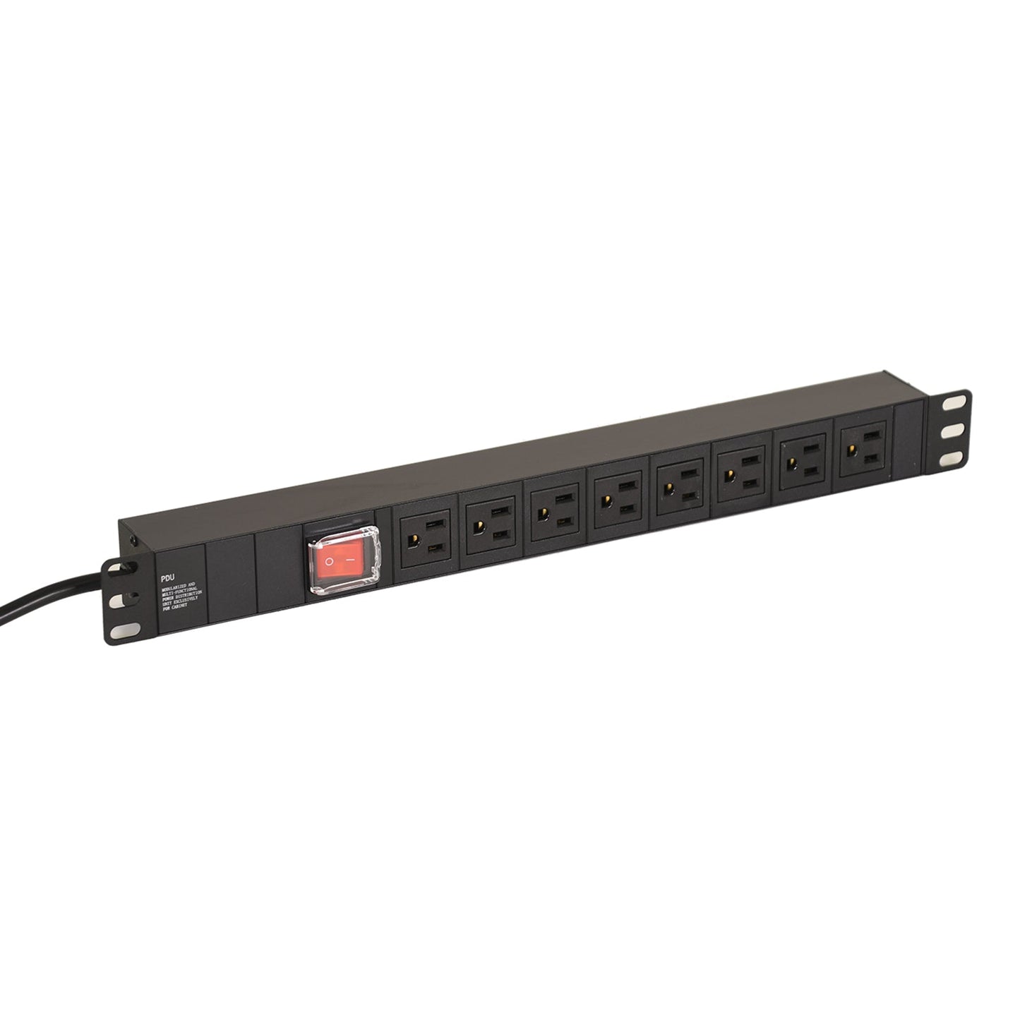 Aeons 1U Rack Mount PDU Power Strip, 8 Outlets, 15A, 12 ft. Cord, Metal Slim Design