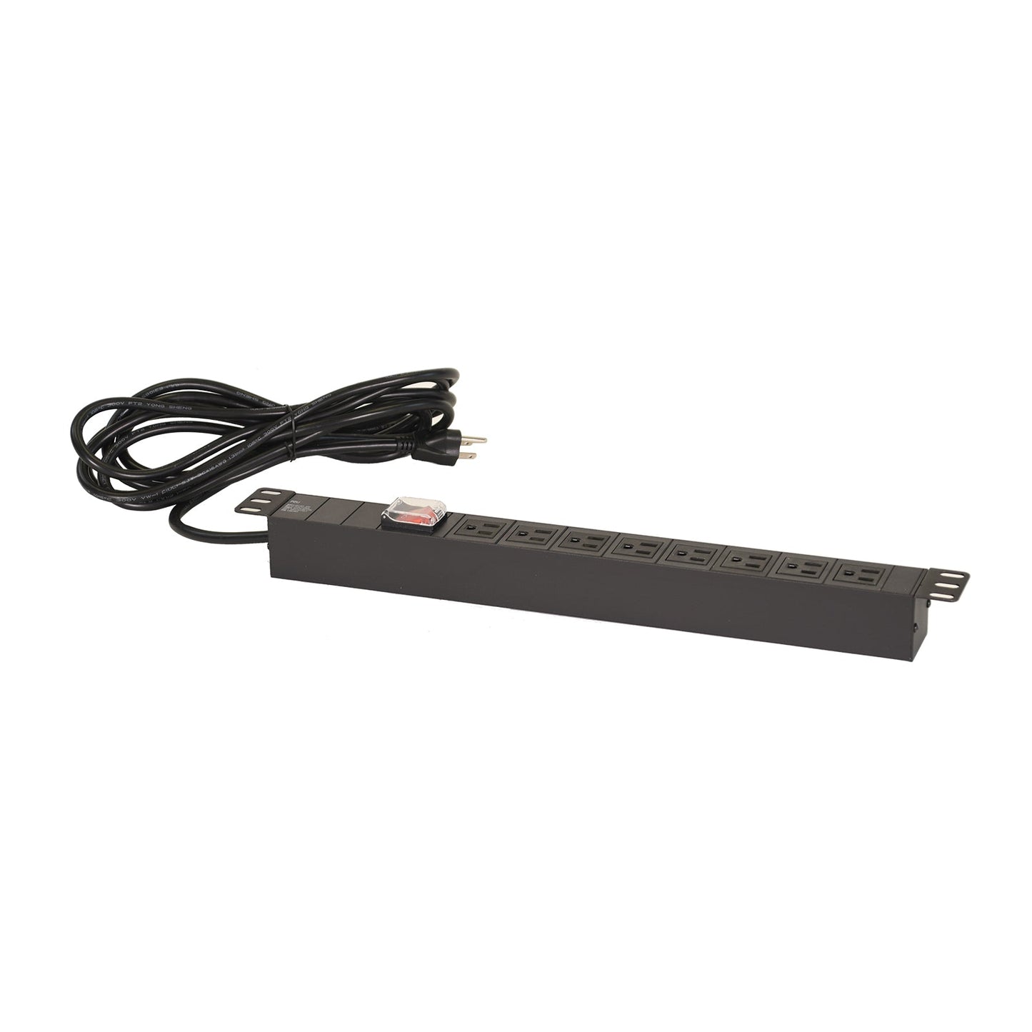 Aeons 1U Rack Mount PDU Power Strip, 8 Outlets, 15A, 12 ft. Cord, Metal Slim Design