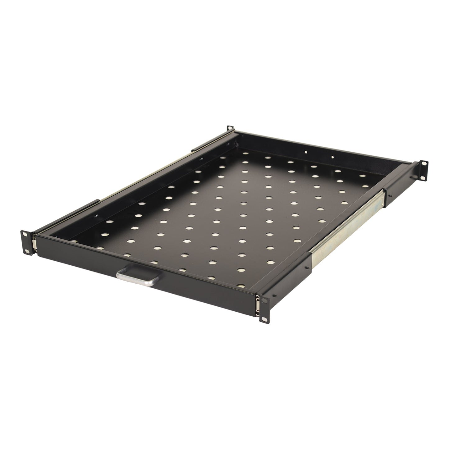 Aeons Premium 1U Rack Mount Vented 4-Post Sliding Shelf, 26-inch Depth