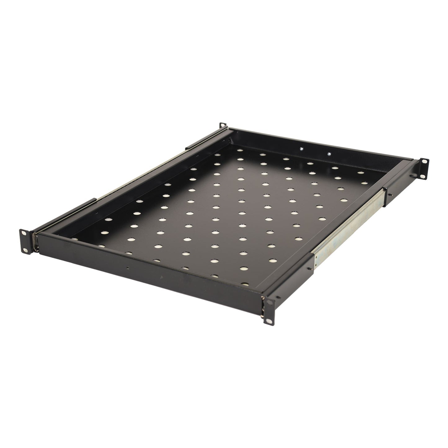 Aeons Premium 1U Rack Mount Vented 4-Post Sliding Shelf, 26-inch Depth