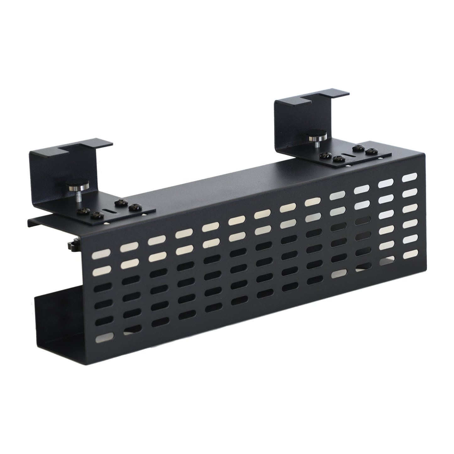 Aeons Workspace Under Desk Cable Management Tray Wire Cord Organizer, C Clamp Mount and Modesty Panel, 16-inch, Black