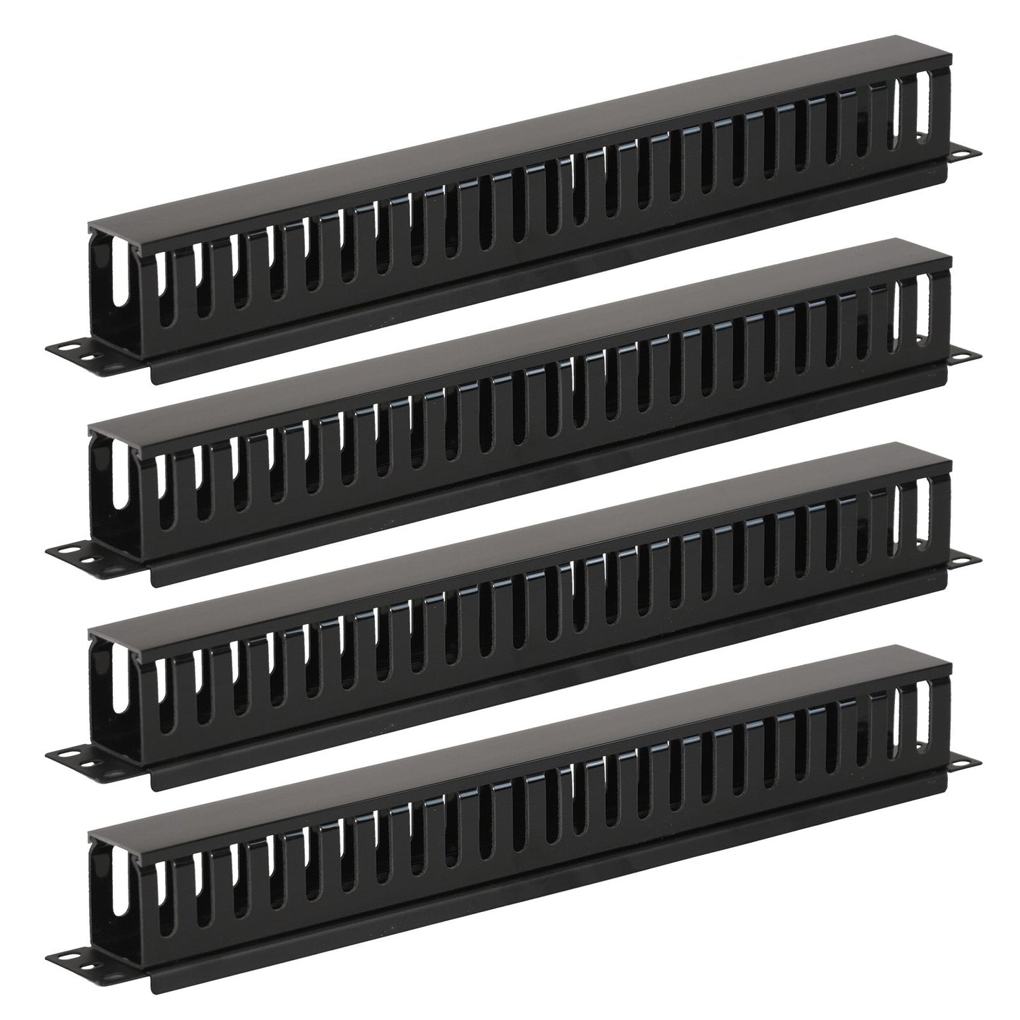 Aeons 1U Rack Mount Cable Management Horizontal Raceway with Cover, Plastic Slim Design, 4 Pack