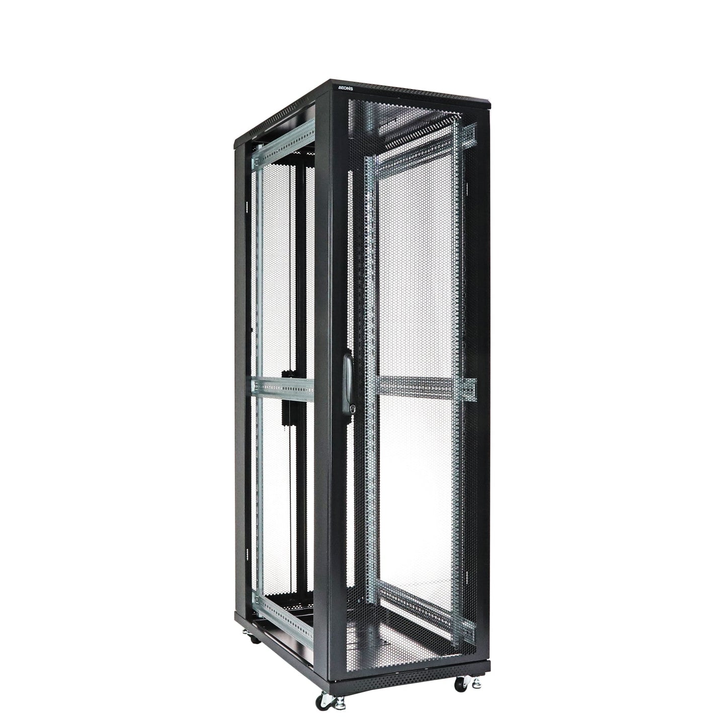 Aeons G-Series 42U Professional Server Rack Enclosure Cabinet Kit, Mid-Depth, Secure Perforated Door, Cable Management