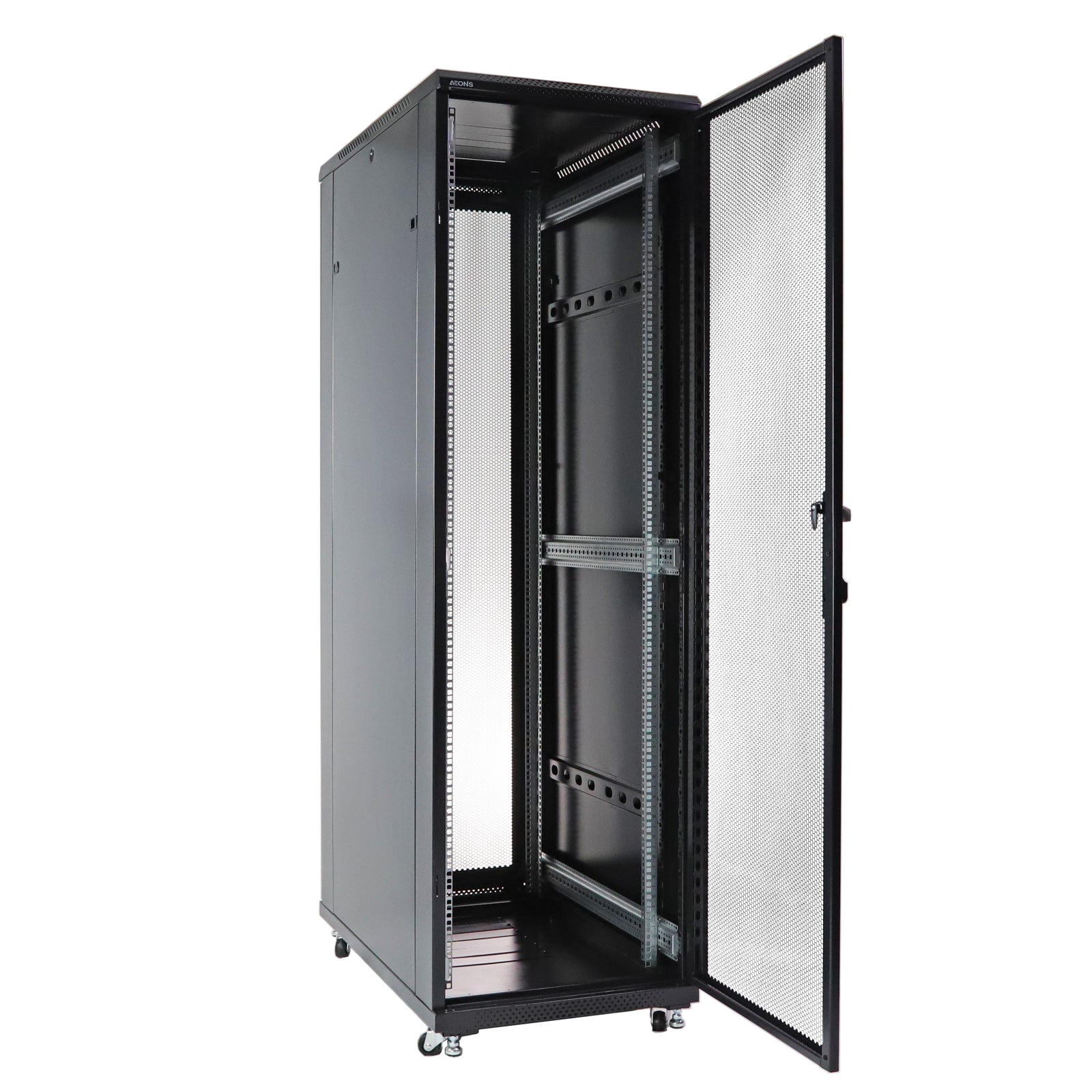 Aeons G-Series 42U Professional Server Rack Enclosure Cabinet Kit, Mid-Depth, Secure Perforated Door, Cable Management
