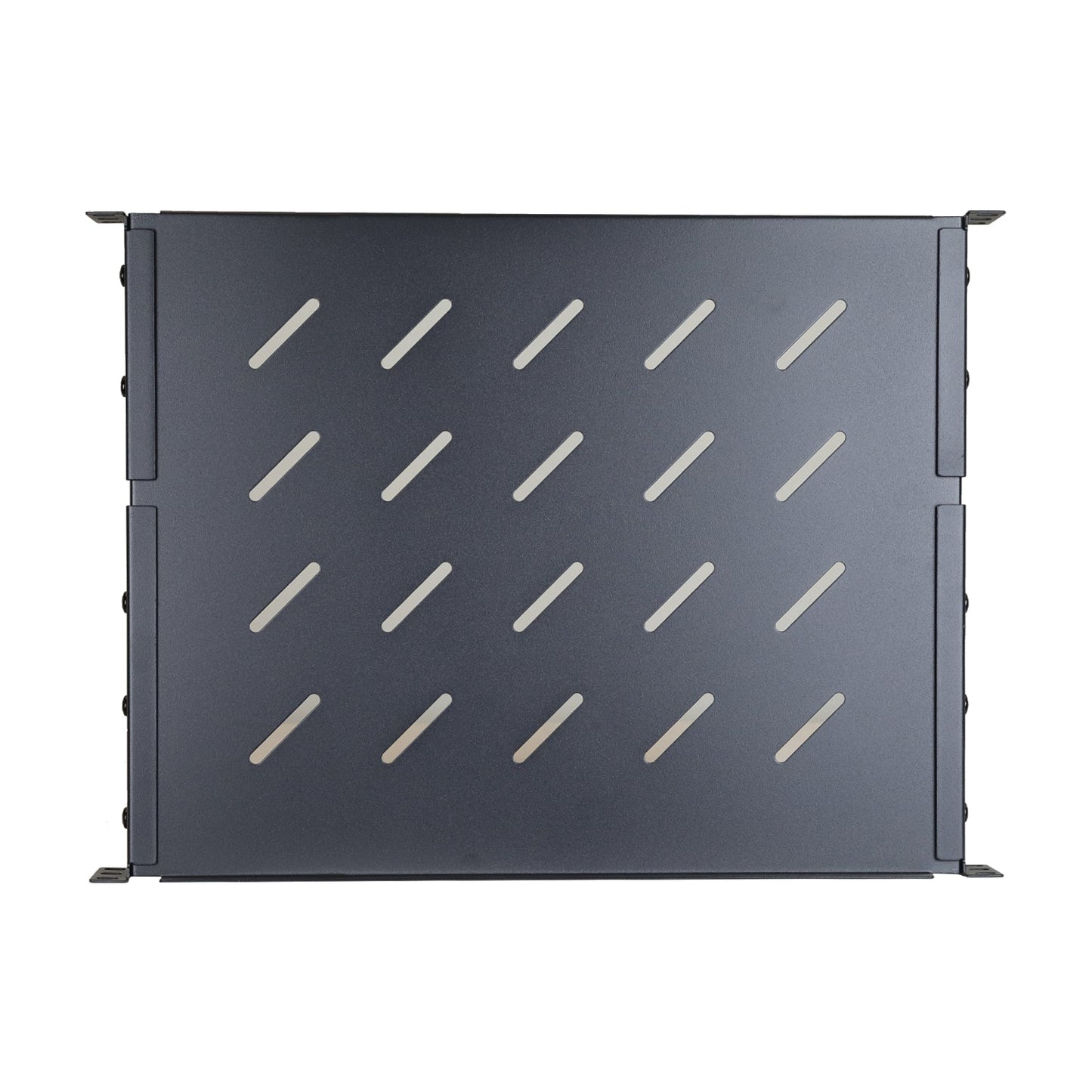 Aeons Universal 1U Rack Mount Vented 4-Post Fixed Shelf, Adjustable Mounting, 14-inch Depth