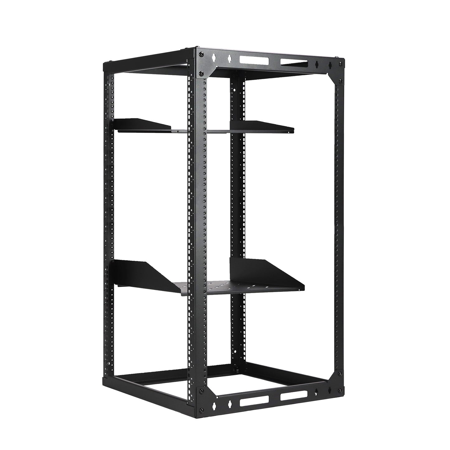 Aeons SRC Series 20U 4-Post Wall-Mount Open Frame Rack, Side Mount, Floor-Standing, Rack Shelves