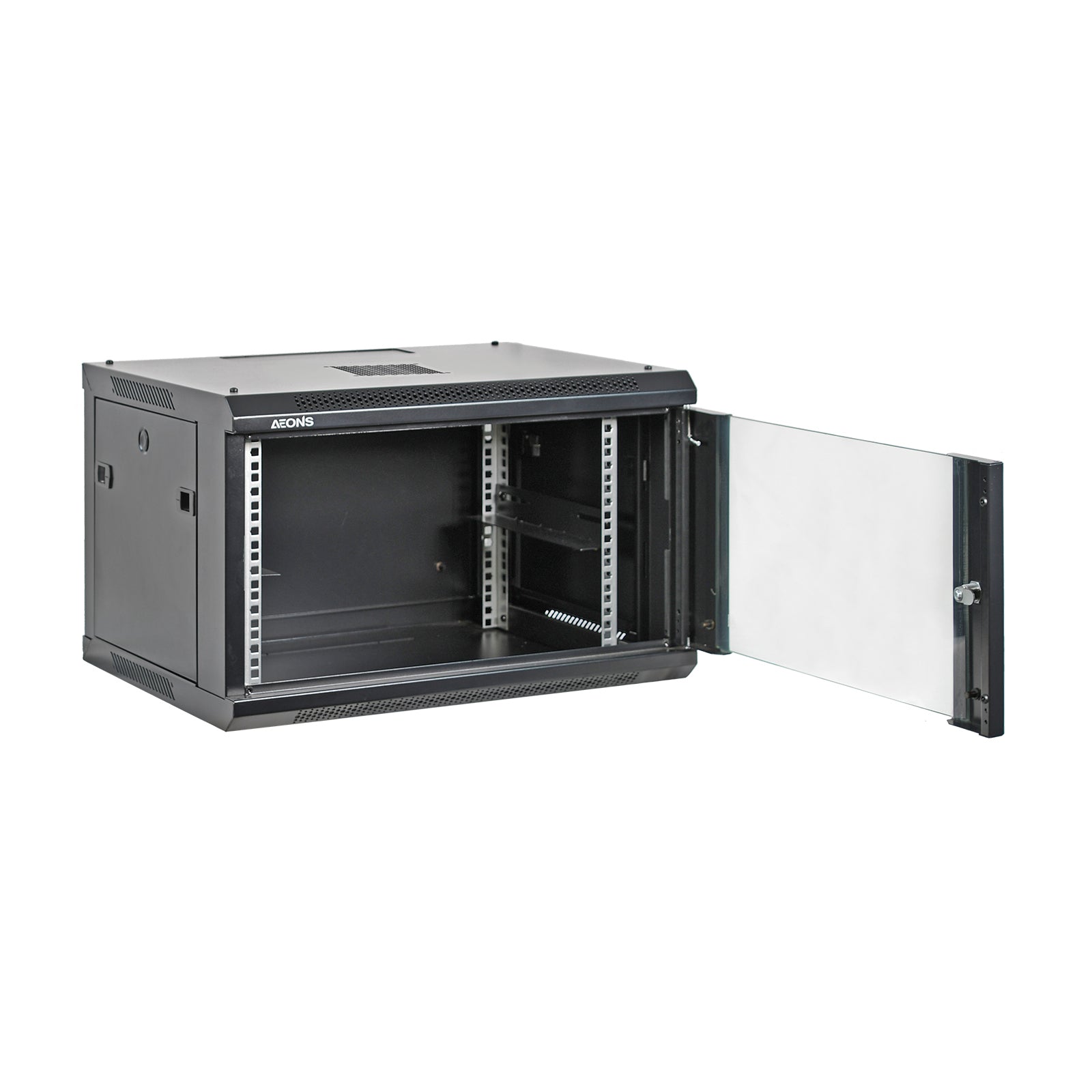 6U Wall Rack Cabinet Switch Depth Glass Door