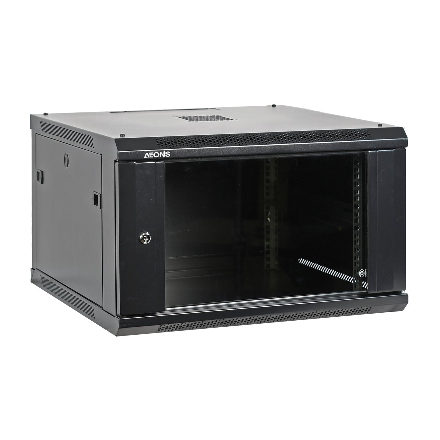 6U Wall Rack Cabinet Mid Depth Glass Door