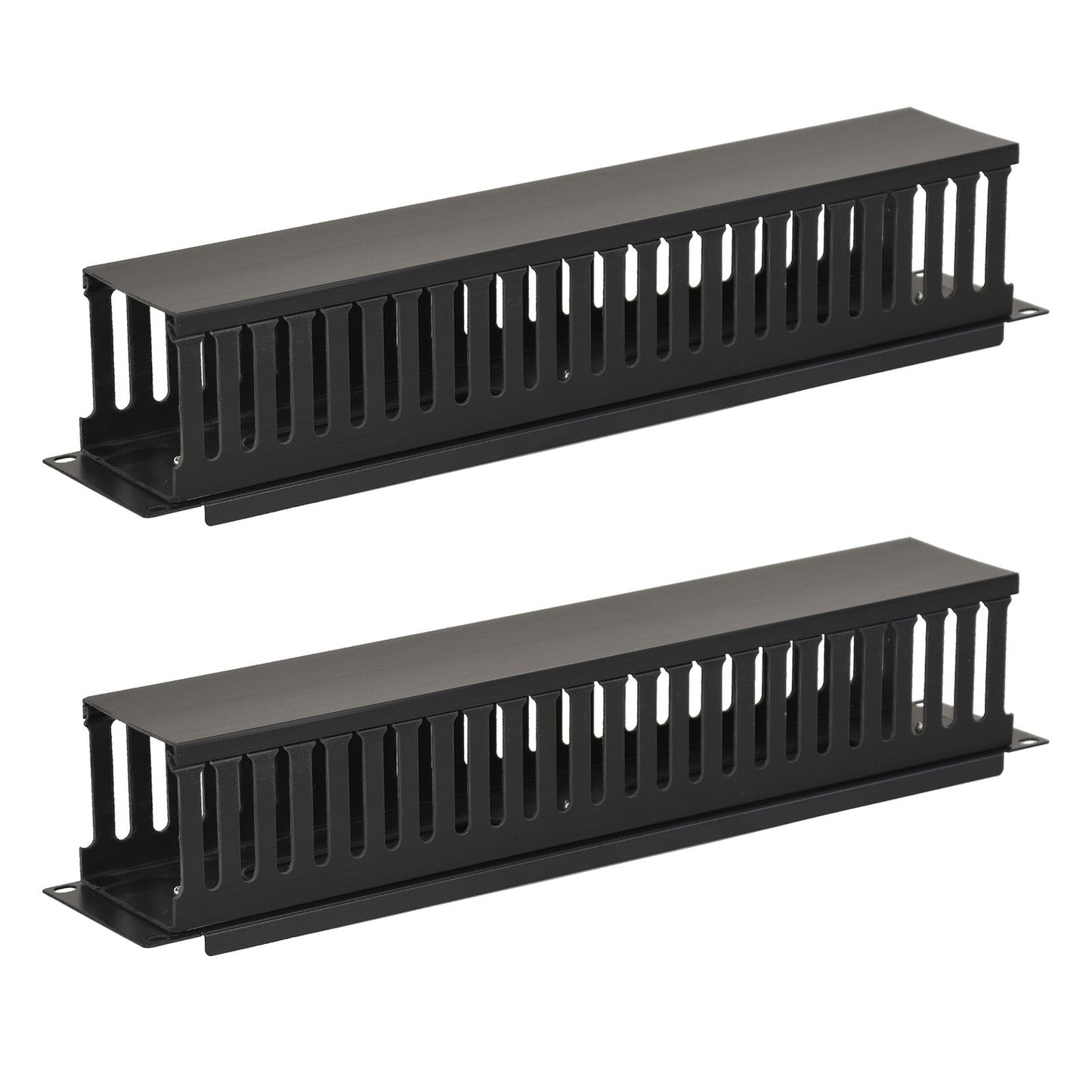 Aeons 2U Rack Mount Cable Management Horizontal Raceway with Cover, Plastic Slim Design, 2 Pack