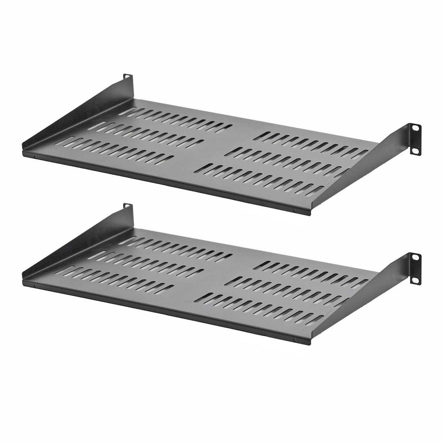 Aeons Universal 1U Rack Mount Vented Cantilever Shelf, 10-inch Depth, 2-Pack