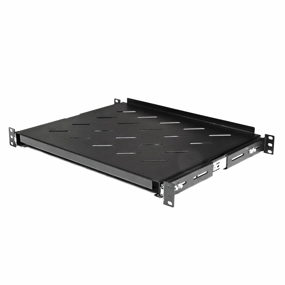 Aeons Universal 1U Rack Mount Vented 4-Post Sliding Shelf, Adjustable Mounting, 14-inch Depth