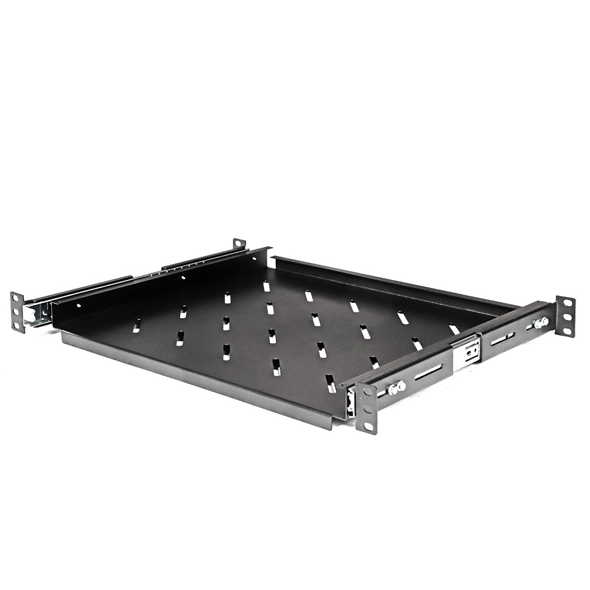 Aeons Universal 1U Rack Mount Vented 4-Post Sliding Shelf, Adjustable Mounting, 14-inch Depth