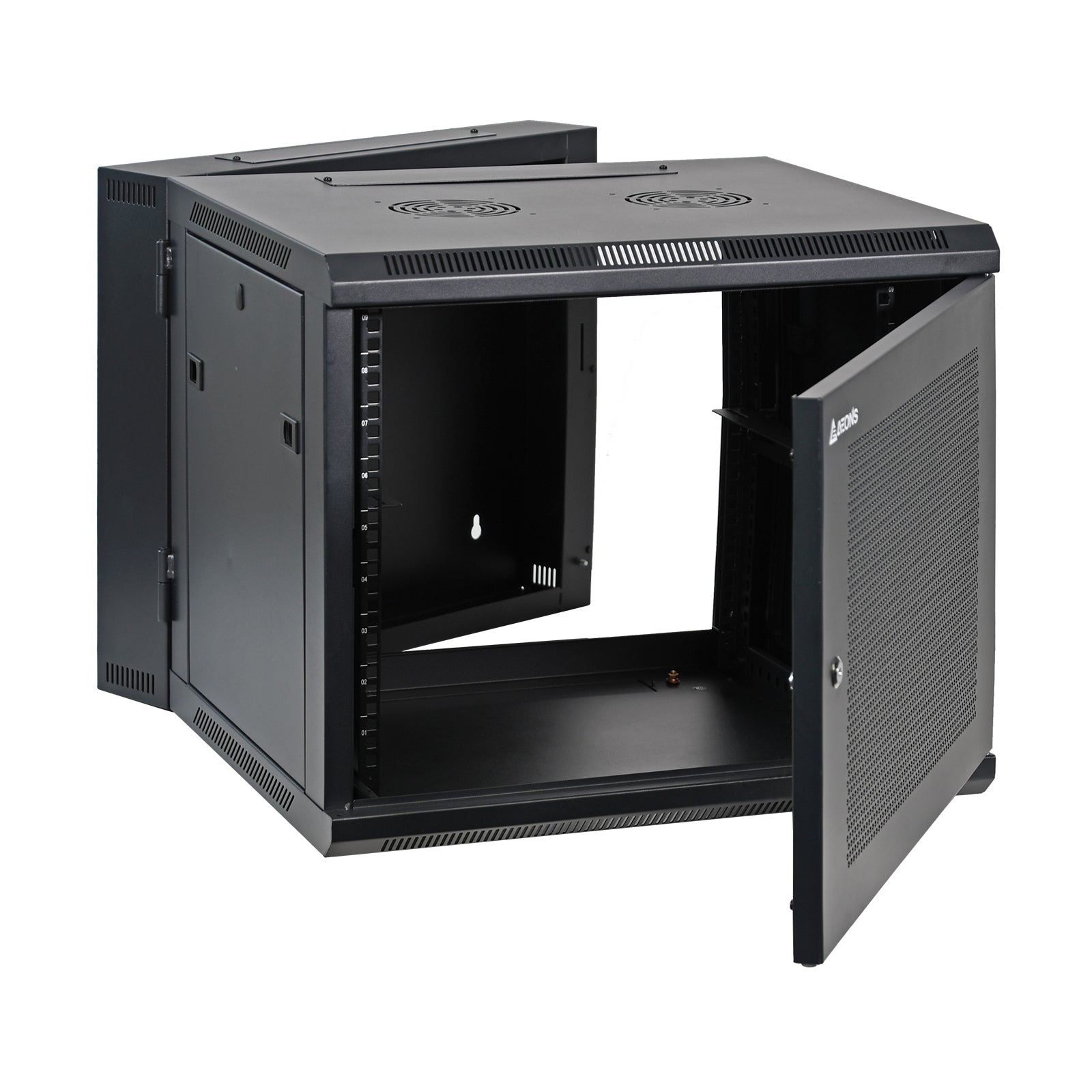 Aeons SB Seires 9U Wall-Mount Network Cabinet, Hinged Swing-Out, Mid-Depth, Vented Door