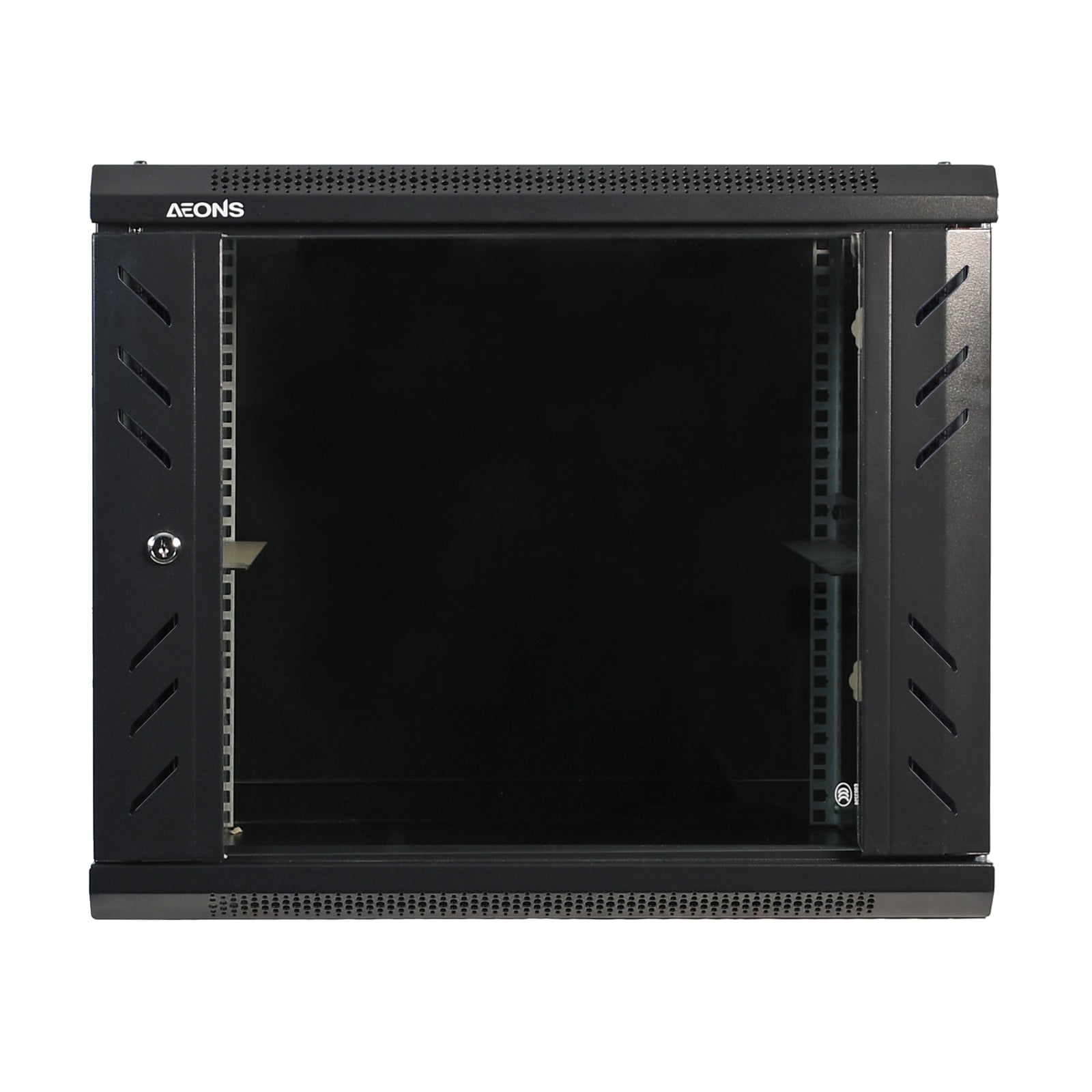Aeons Pro Seires 9U Wall-Mount Rack Cabinet, Mid-Depth, Glass Door