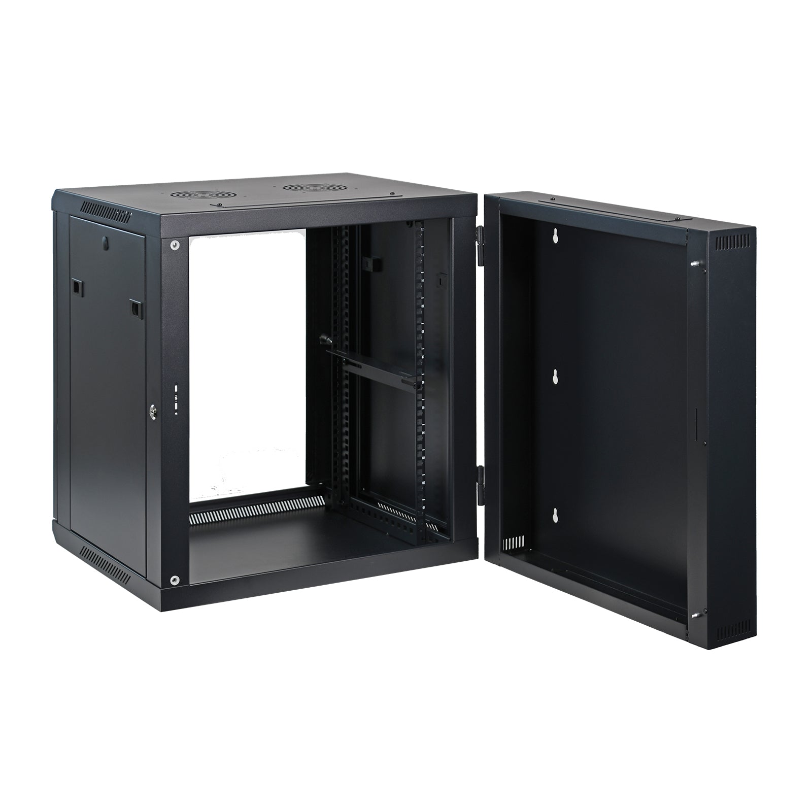 Aeons SB Seires 12U Wall-Mount Network Cabinet, Hinged Swing-Out, Switch-Depth, Glass Door