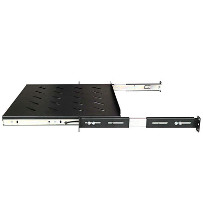 Aeons Universal 1U Rack Mount Vented 4-Post Sliding Shelf, Adjustable Mounting, 14-inch Depth