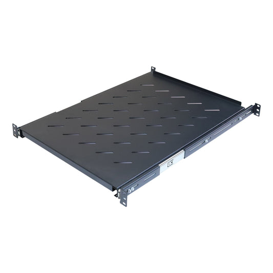 Aeons Universal 1U Rack Mount Vented 4-Post Sliding Shelf, Adjustable Mounting, 24-inch Depth